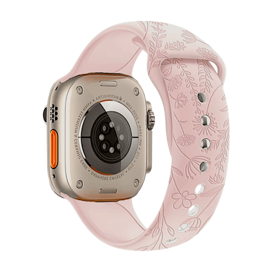 Floral Patterned Silicone Watch Strap For Apple Watch Pink - Wrist Envy