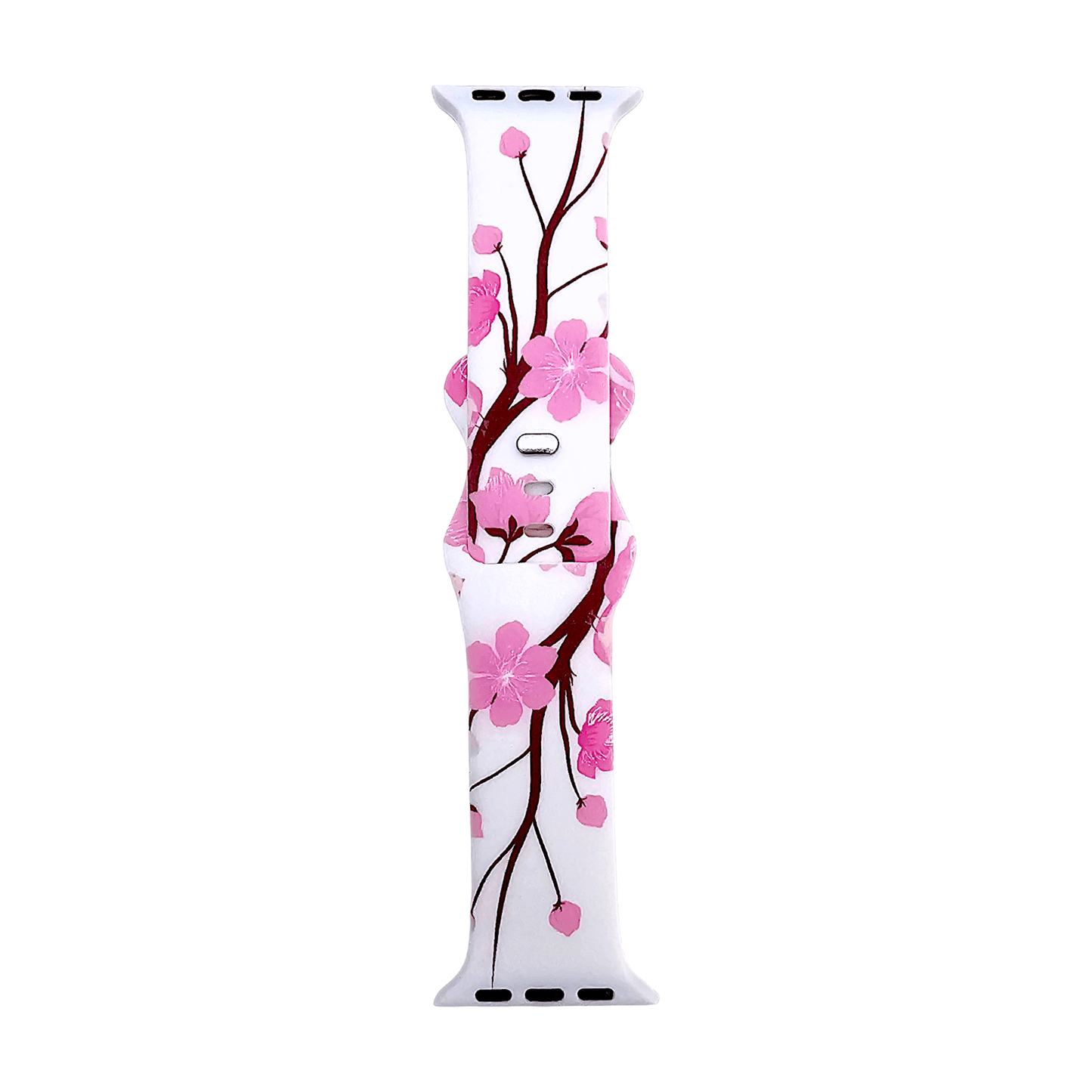 Floral Silicone Strap For Apple Watch White Pink - Wrist Envy