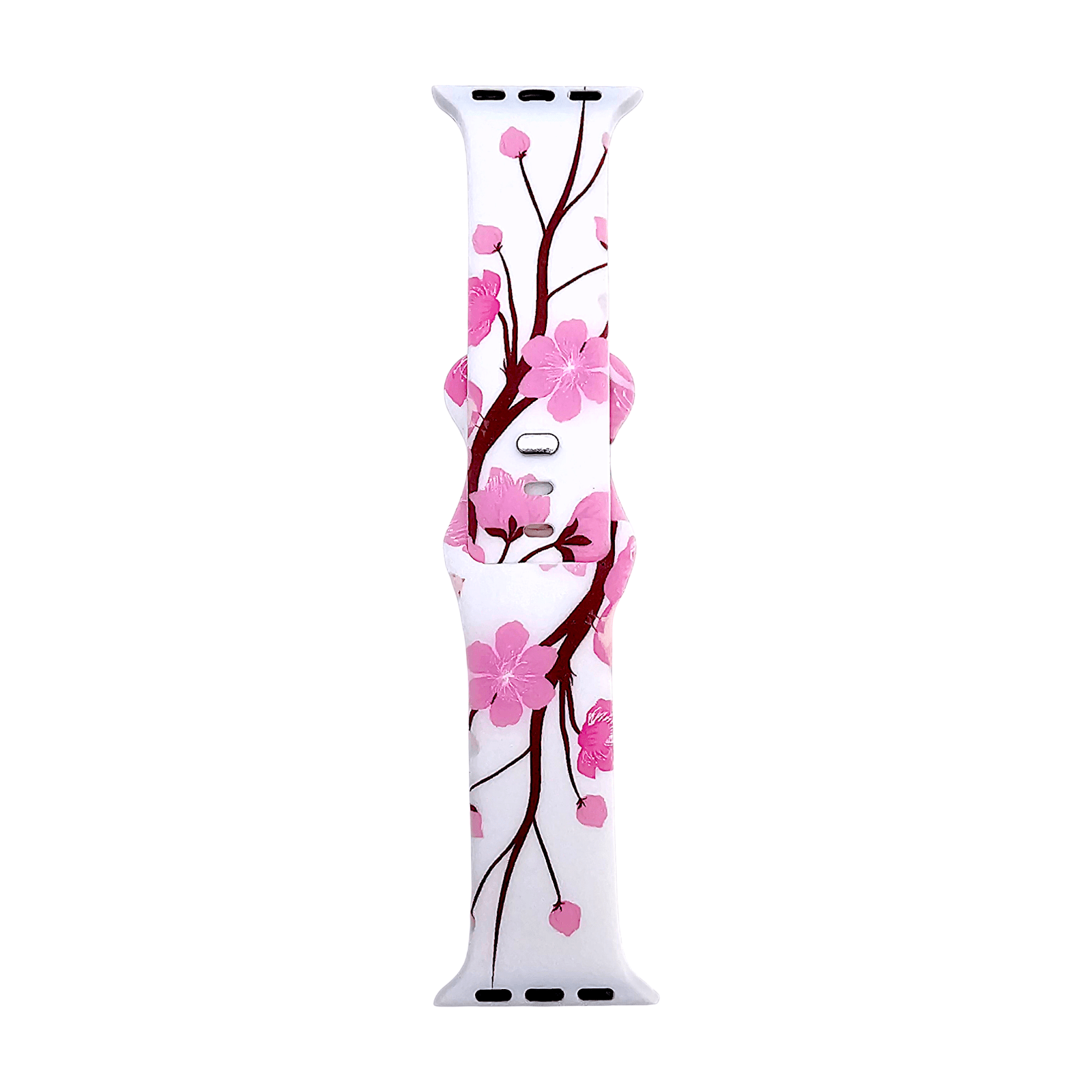 Floral Silicone Strap For Apple Watch White Pink - Wrist Envy