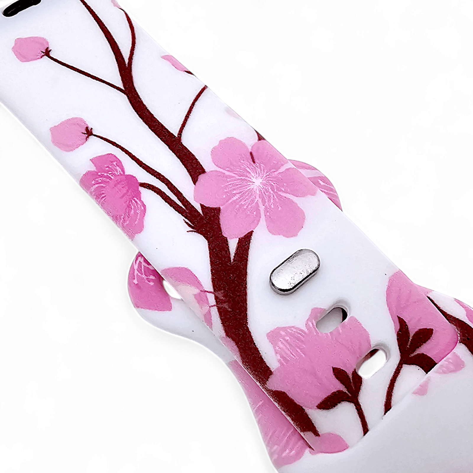 Floral Silicone Strap For Apple Watch White Pink - Wrist Envy