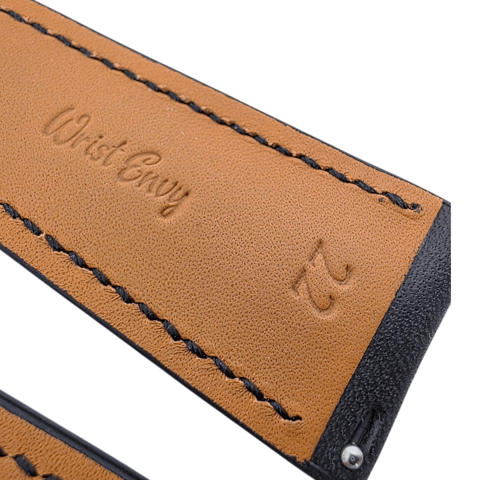 French Novanappa Full Grain Leather Deployment Watch Strap 20mm 22mm Black - Wrist Envy