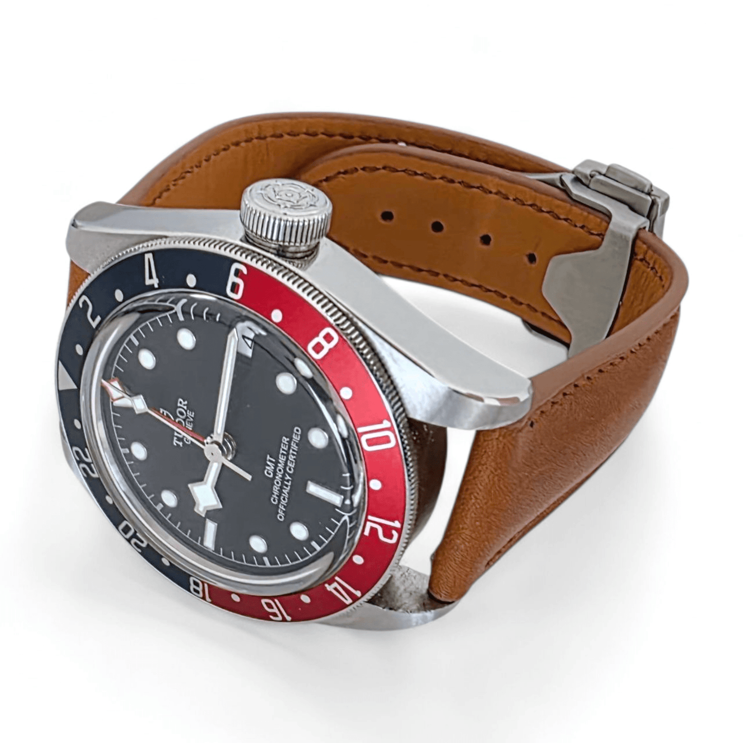 French Novanappa Full Grain Leather Deployment Watch Strap 20mm 22mm Golden Brown - Wrist Envy