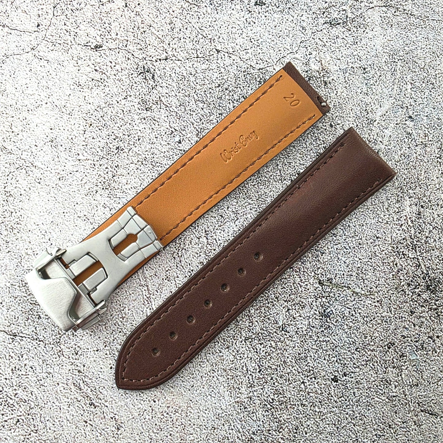 French Novanappa Leather Deployant Strap 19mm 20mm 21mm 22mm Dark Brown - Wrist Envy