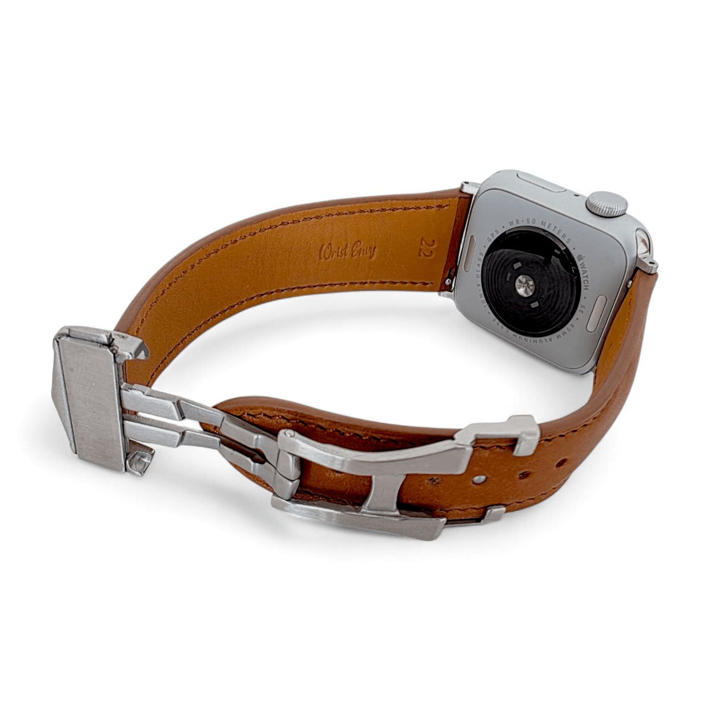 French Novanappa Leather Watch Strap With Deployment For Apple Watch Brown - Wrist Envy