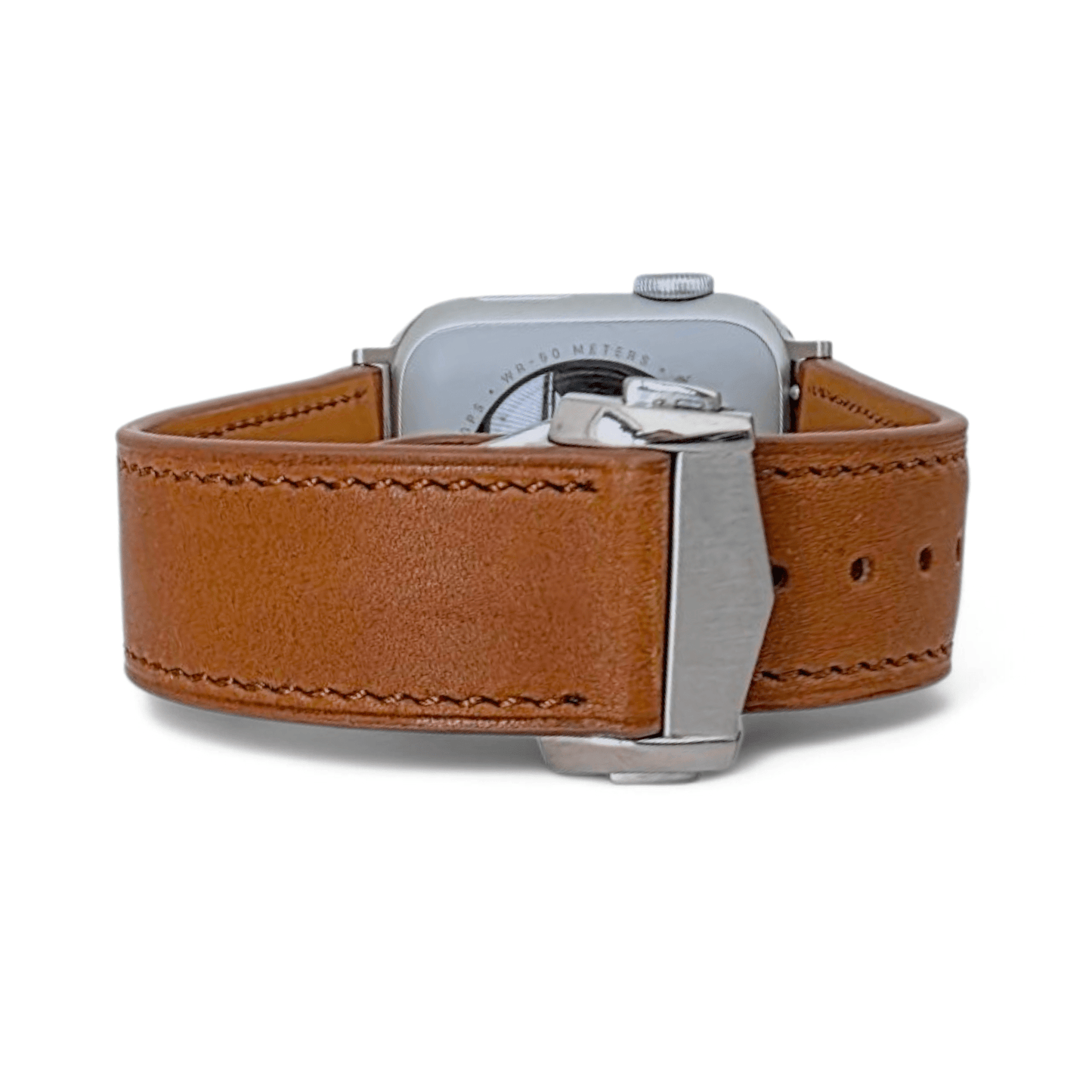 French Novanappa Leather Watch Strap With Deployment For Apple Watch Brown - Wrist Envy