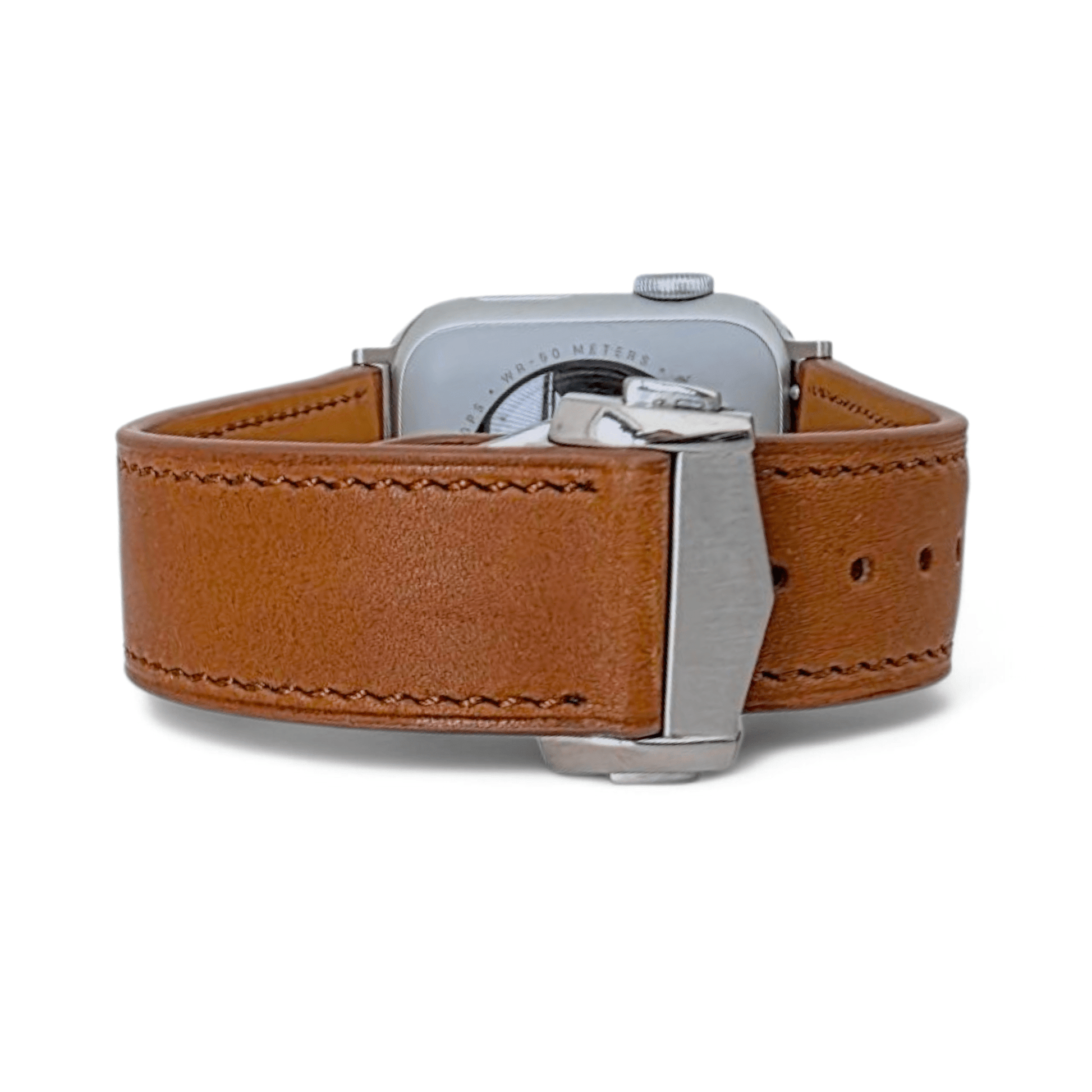 French Novanappa Leather Watch Strap With Deployment For Apple Watch Brown - Wrist Envy