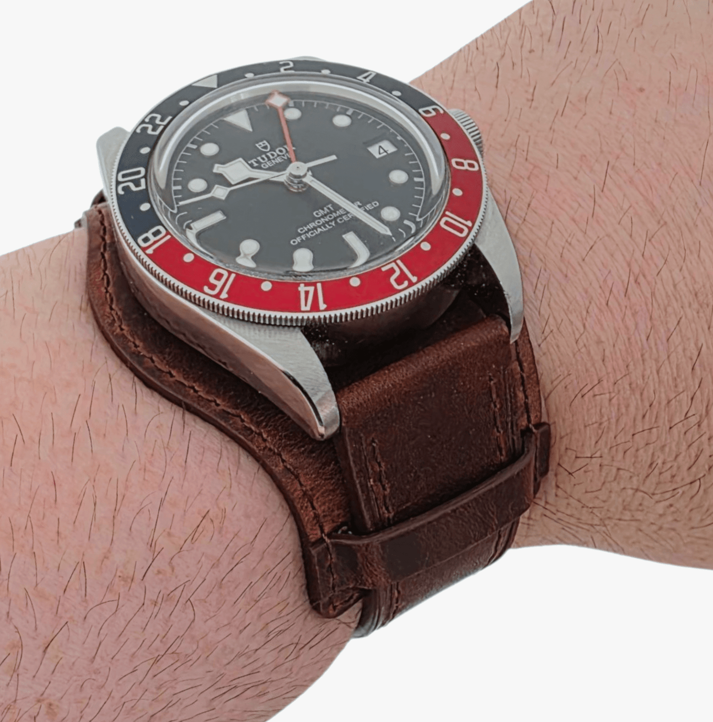 Full Grain Leather Bund Watch Strap 20mm 22mm Dark Brown - Wrist Envy