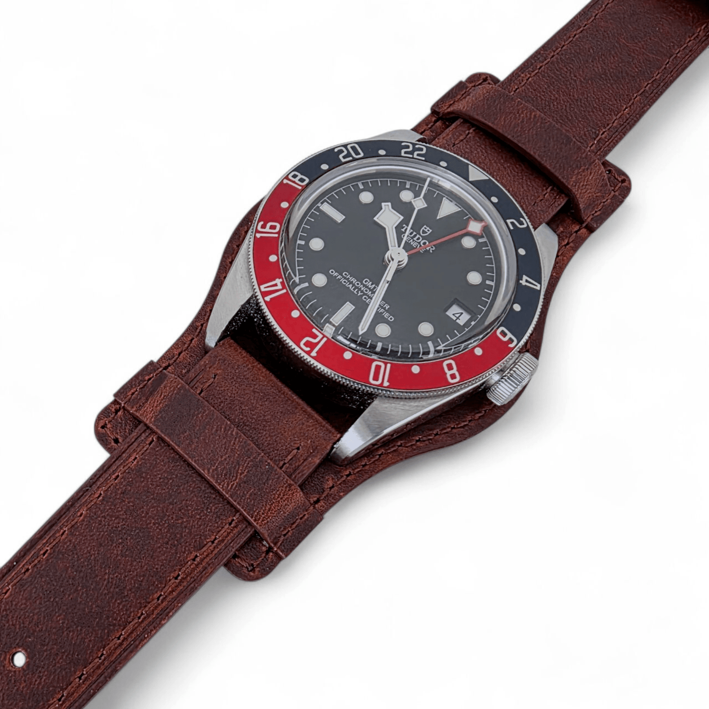 Full Grain Leather Bund Watch Strap 20mm 22mm Dark Brown - Wrist Envy