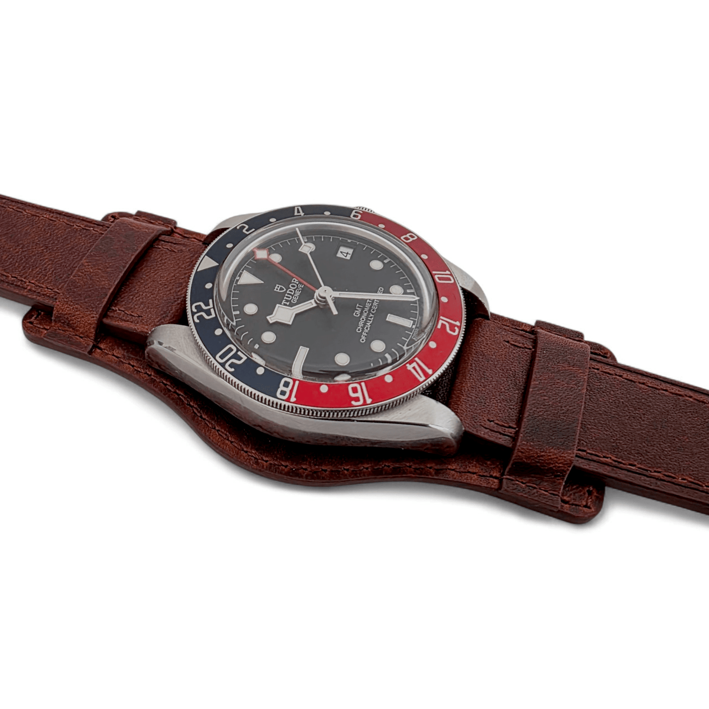 Full Grain Leather Bund Watch Strap 20mm 22mm Dark Brown - Wrist Envy