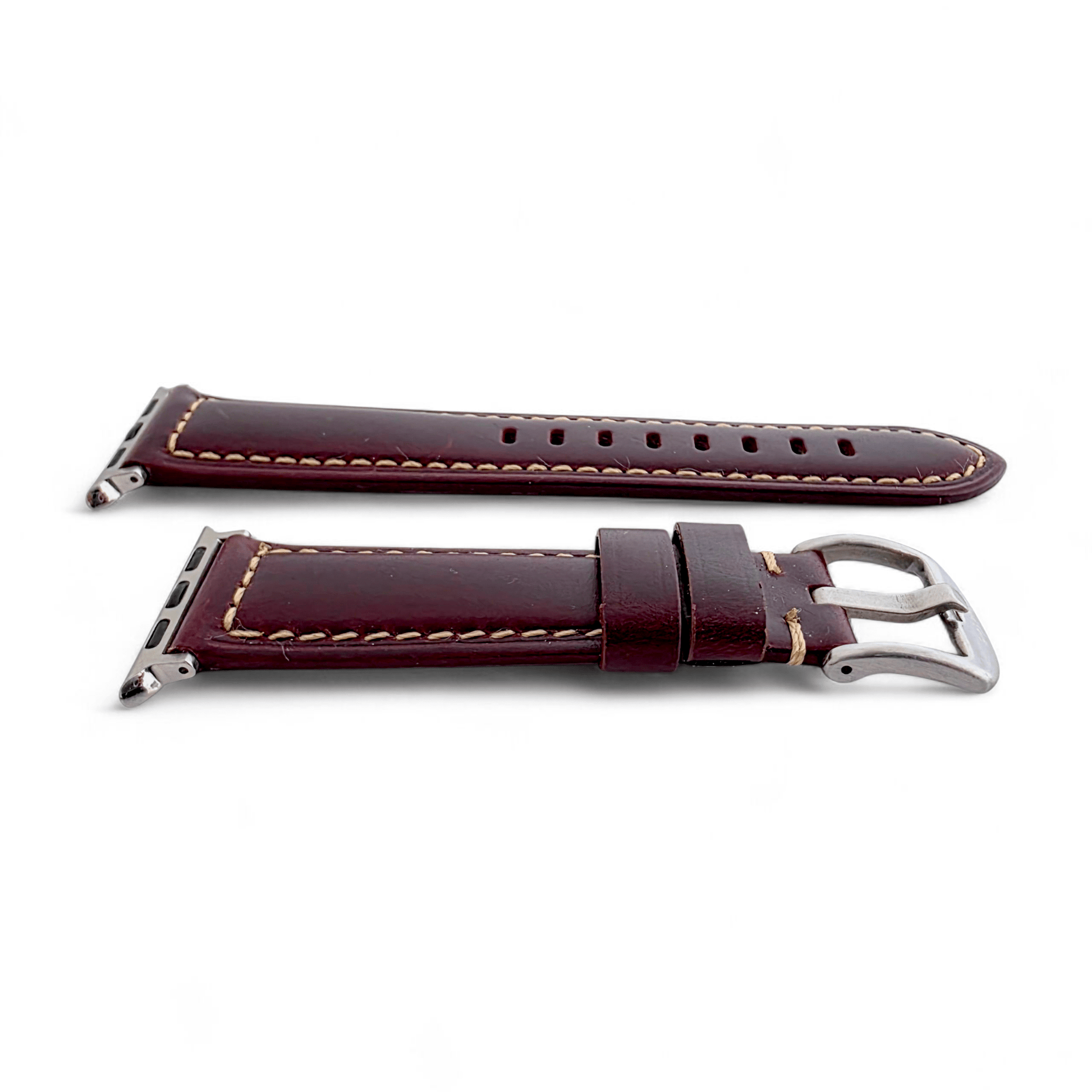 Full Grain Leather Strap For Apple Watch Burgundy - Wrist Envy