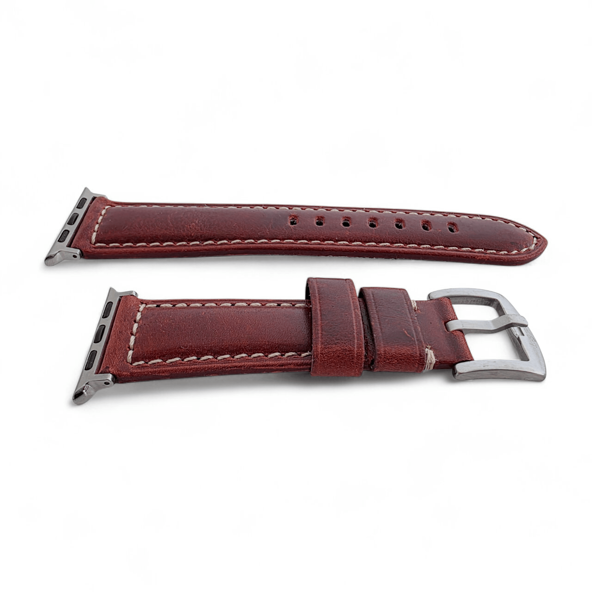 Full Grain Leather Strap For Apple Watch Red - Wrist Envy