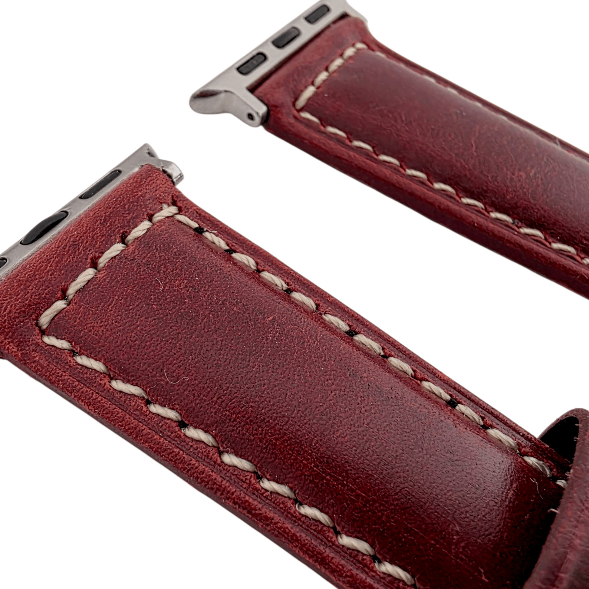Full Grain Leather Strap For Apple Watch Red - Wrist Envy