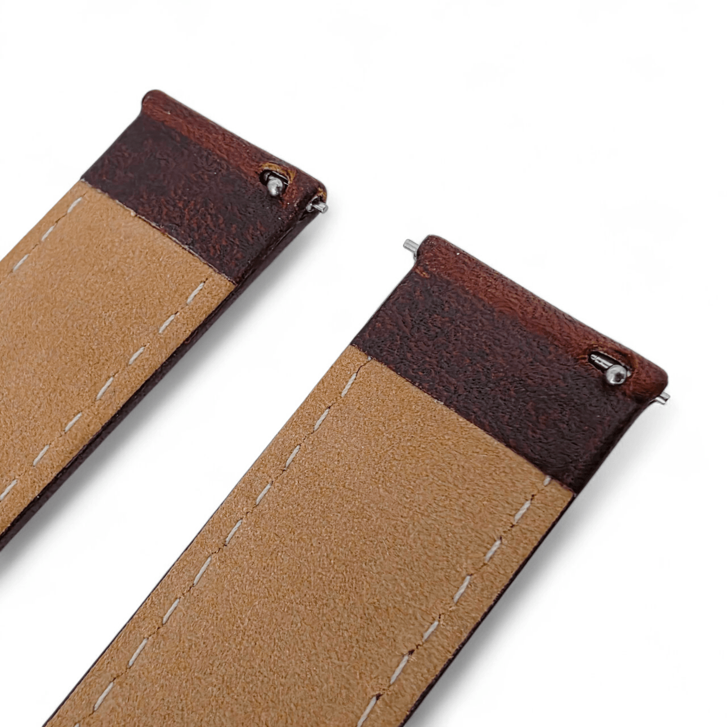 Full Grain Leather Watch Strap Deployment Clasp 18mm 20mm Dark Brown - Wrist Envy