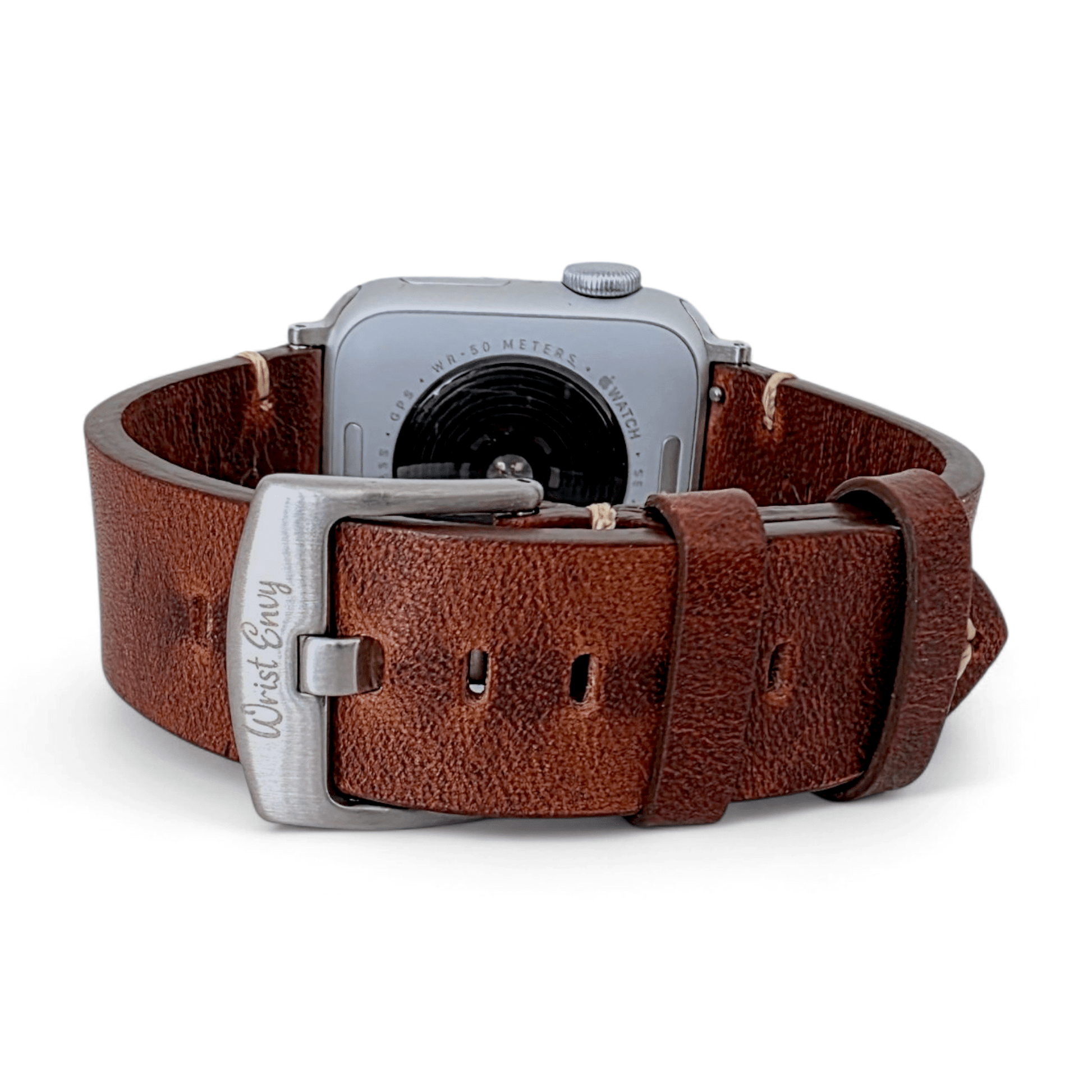 Full Grain Leather Watch Strap For Apple Watch Dark Brown - Wrist Envy