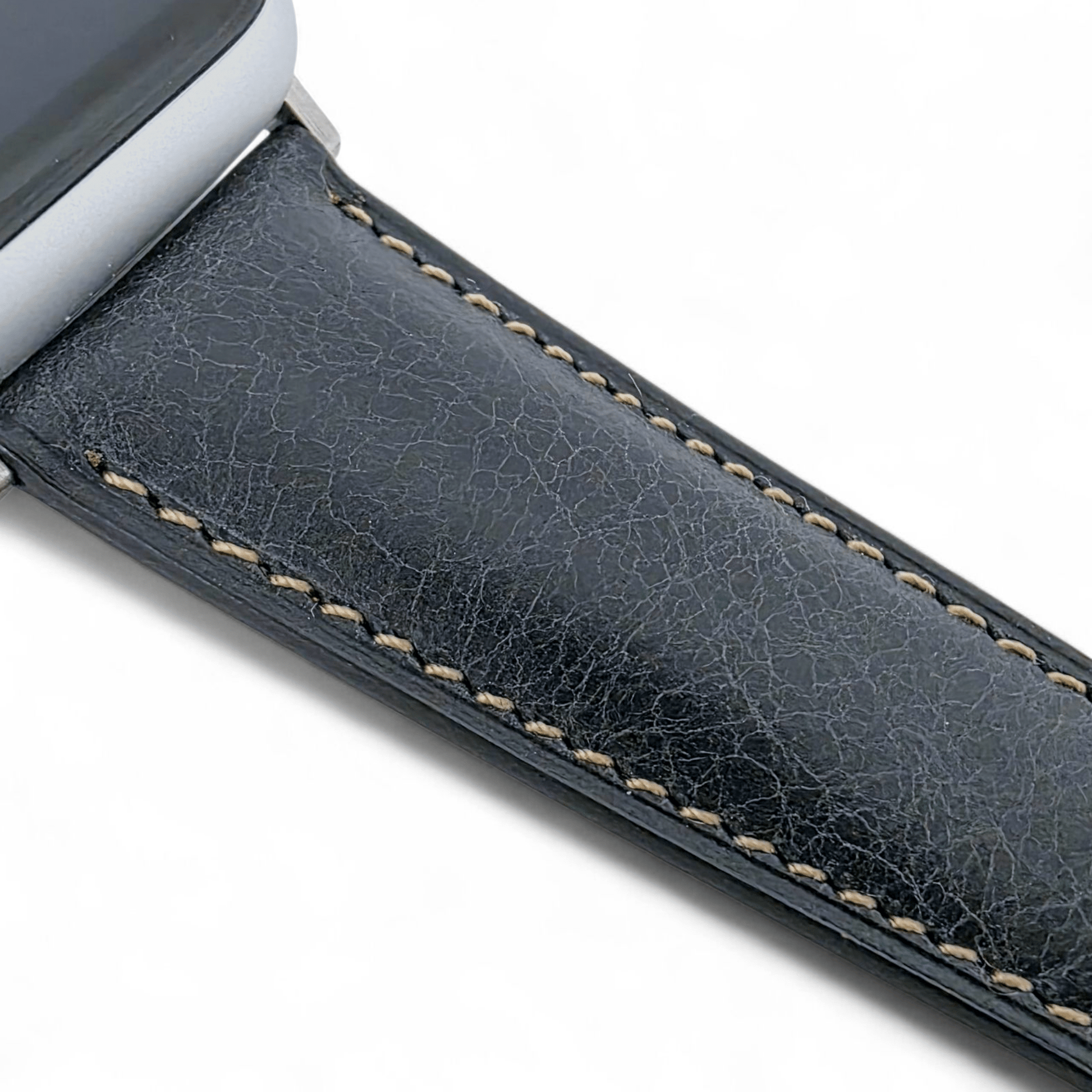 Full Grain Tuscan Leather Strap For Apple Watch Black - Wrist Envy