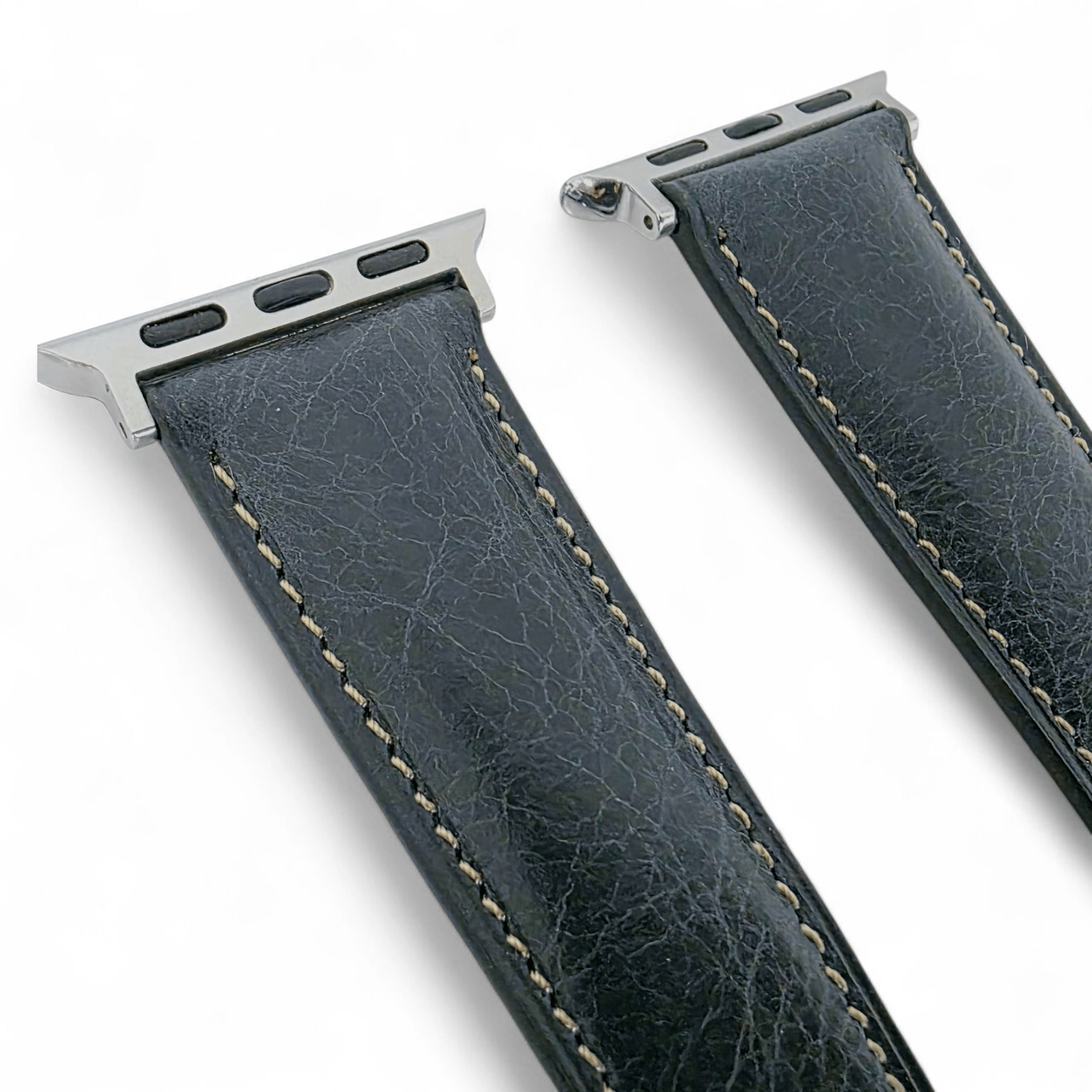Full Grain Tuscan Leather Strap For Apple Watch Black - Wrist Envy