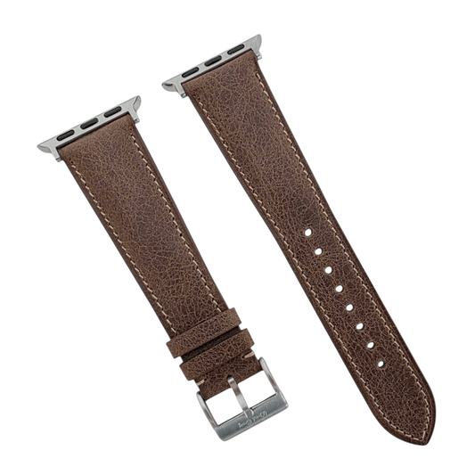 Full Grain Tuscan Leather Strap For Apple Watch Dark Brown - Wrist Envy