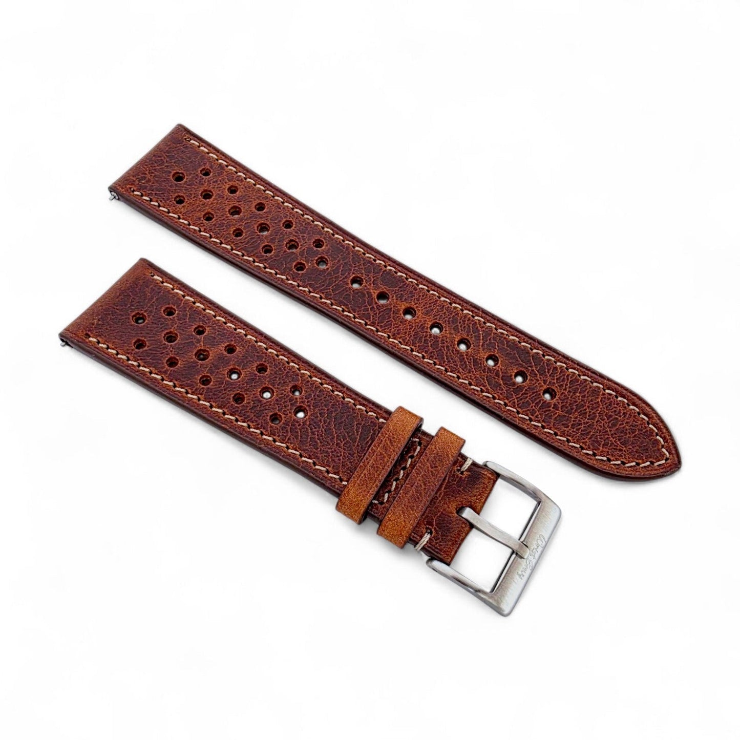 Genuine Full Grain Leather Badalassi Carlo Rally Watch Strap 20mm 22mm Dark Brown - Wrist Envy
