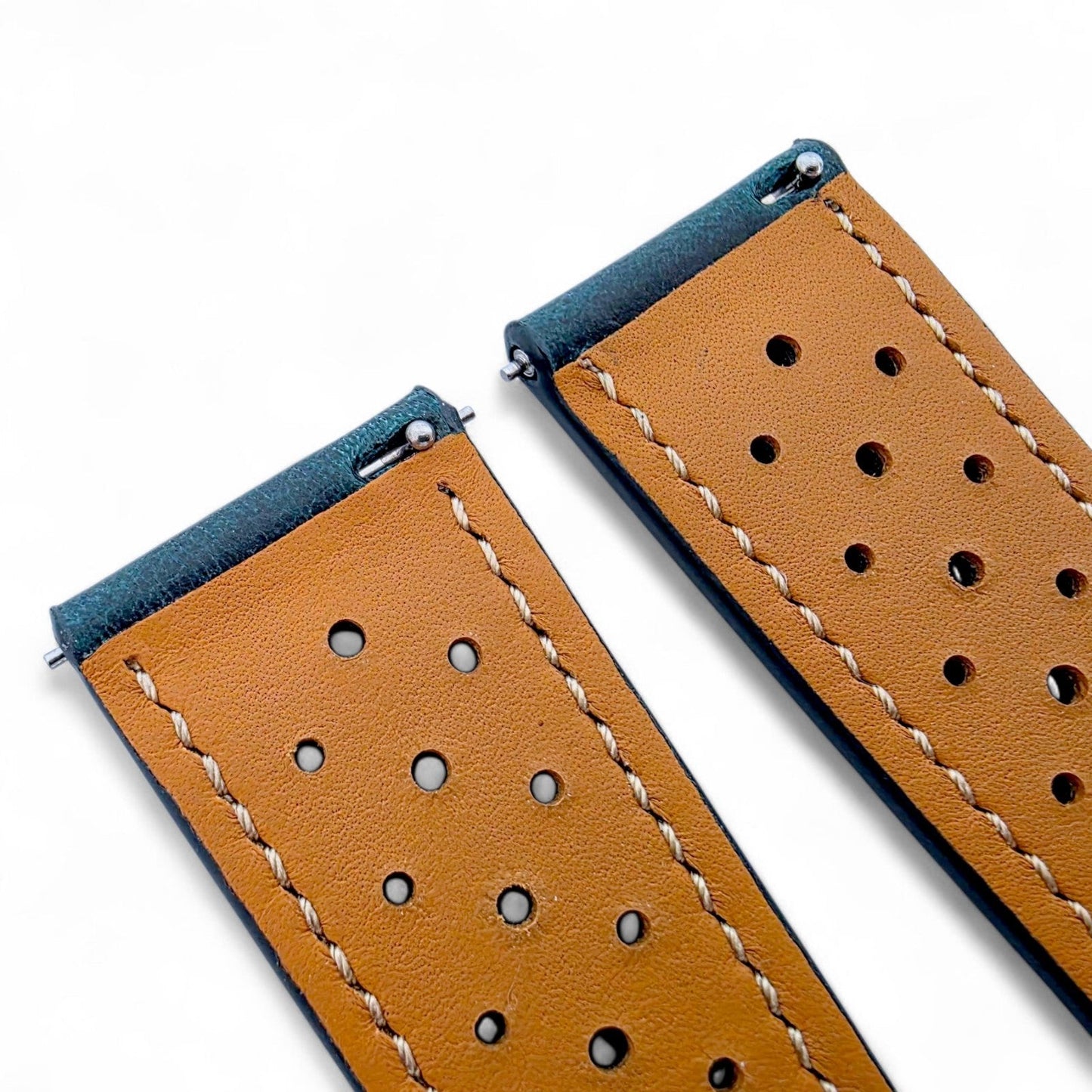 Genuine Full Grain Leather Badalassi Carlo Rally Watch Strap 20mm 22mm Dark Teal - Wrist Envy