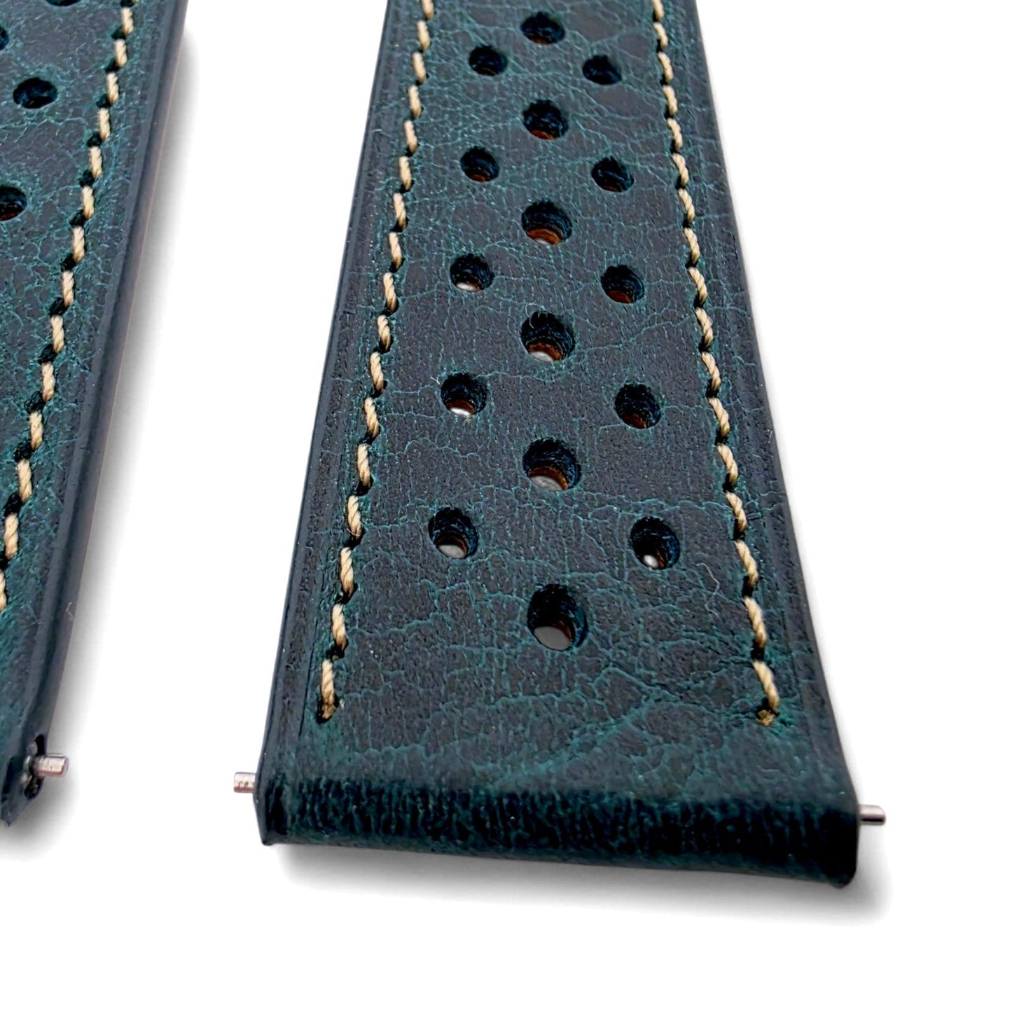 Genuine Full Grain Leather Badalassi Carlo Rally Watch Strap 20mm 22mm Dark Teal - Wrist Envy