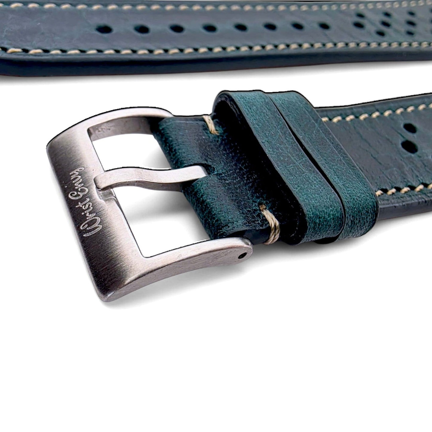 Genuine Full Grain Leather Badalassi Carlo Rally Watch Strap 20mm 22mm Dark Teal - Wrist Envy
