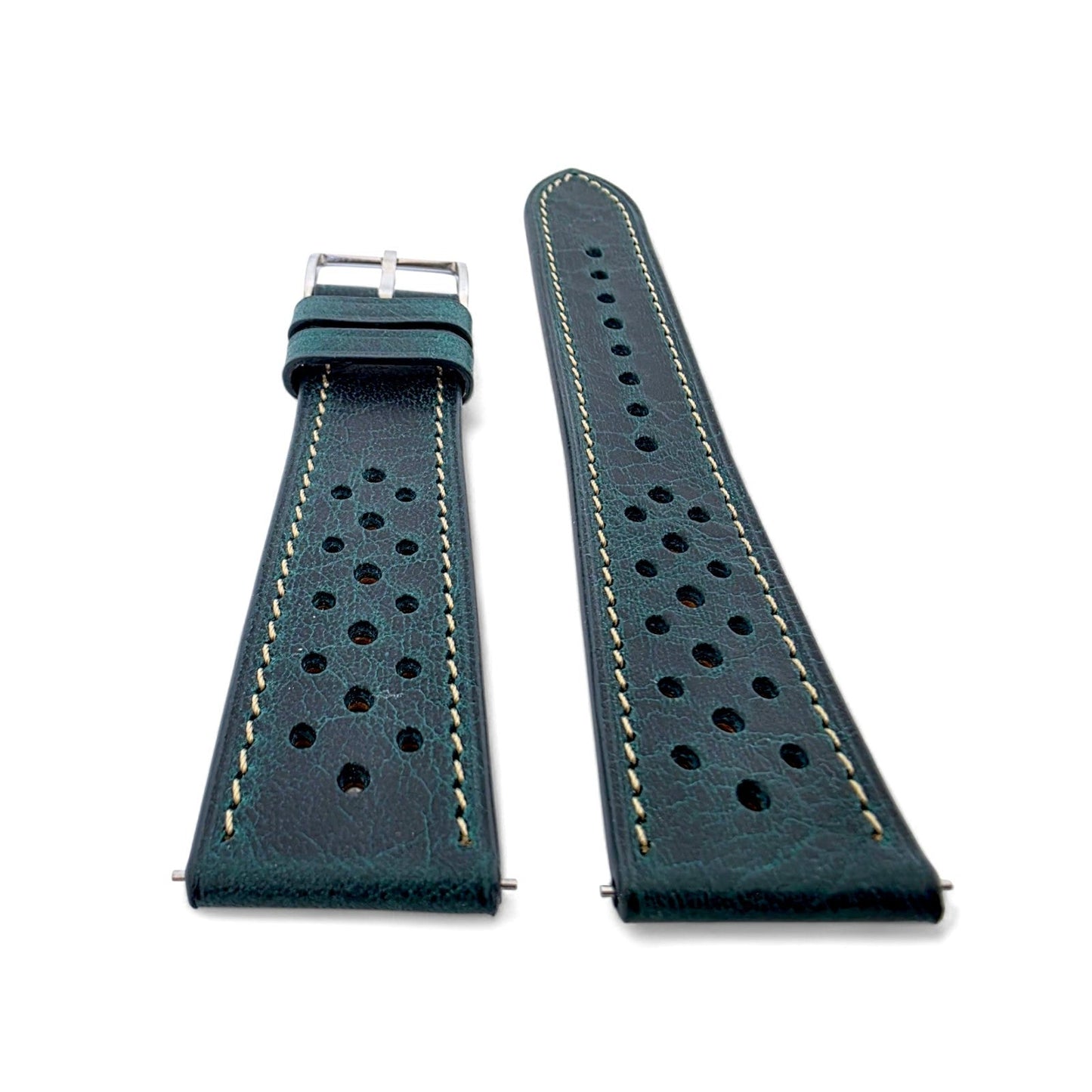 Genuine Full Grain Leather Badalassi Carlo Rally Watch Strap 20mm 22mm Dark Teal - Wrist Envy
