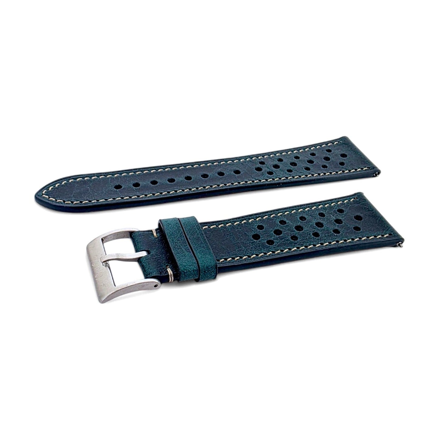 Genuine Full Grain Leather Badalassi Carlo Rally Watch Strap 20mm 22mm Dark Teal - Wrist Envy
