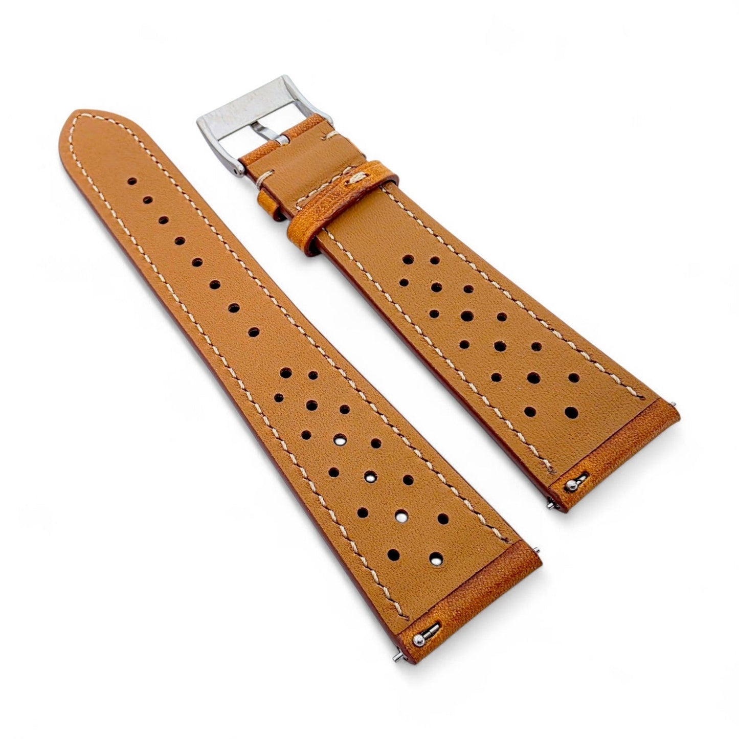 Genuine Full Grain Leather Badalassi Carlo Rally Watch Strap 20mm 22mm Golden Tan - Wrist Envy