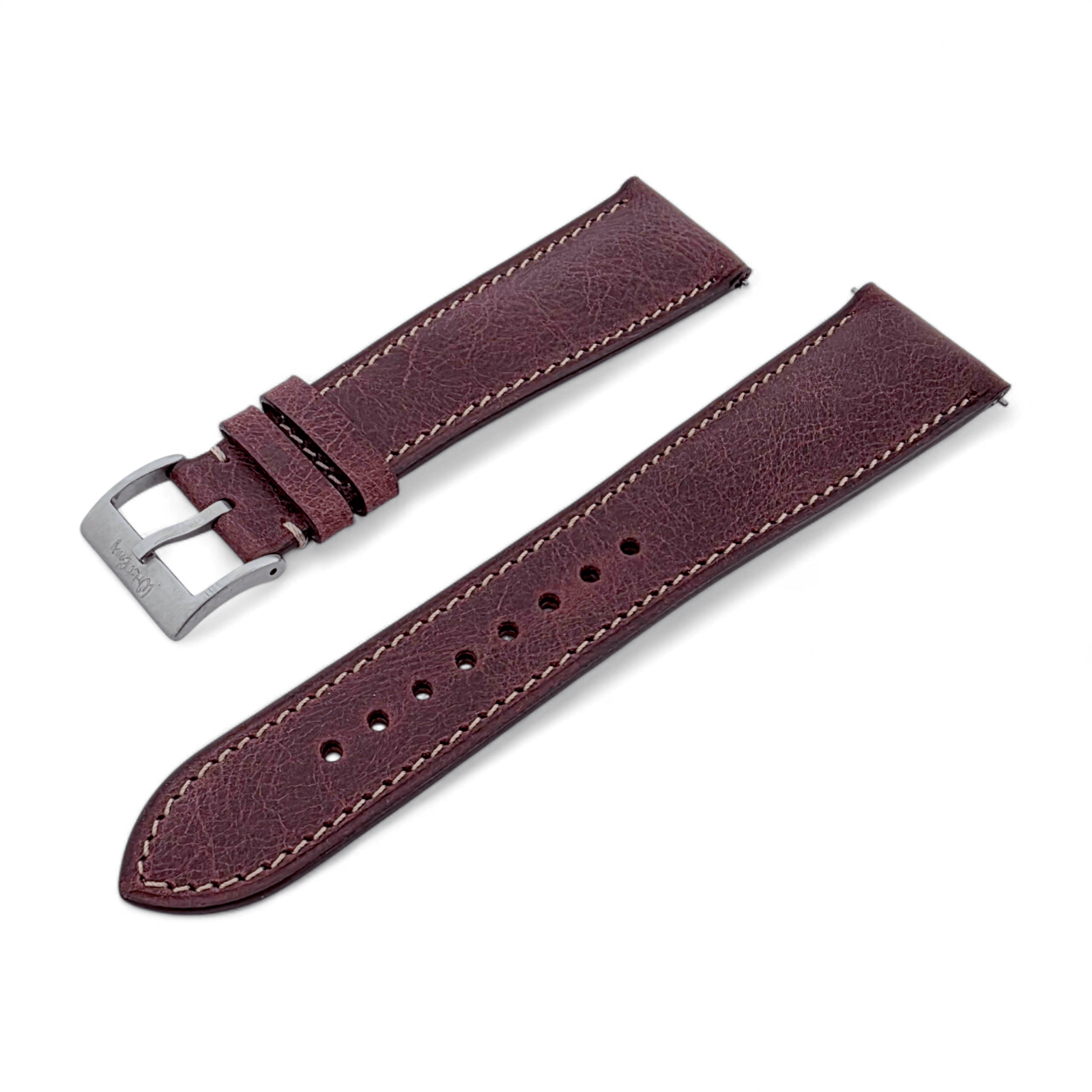 Genuine Full Grain Leather Tuscan Padded Watch Strap 20mm 22mm Burgundy - Wrist Envy