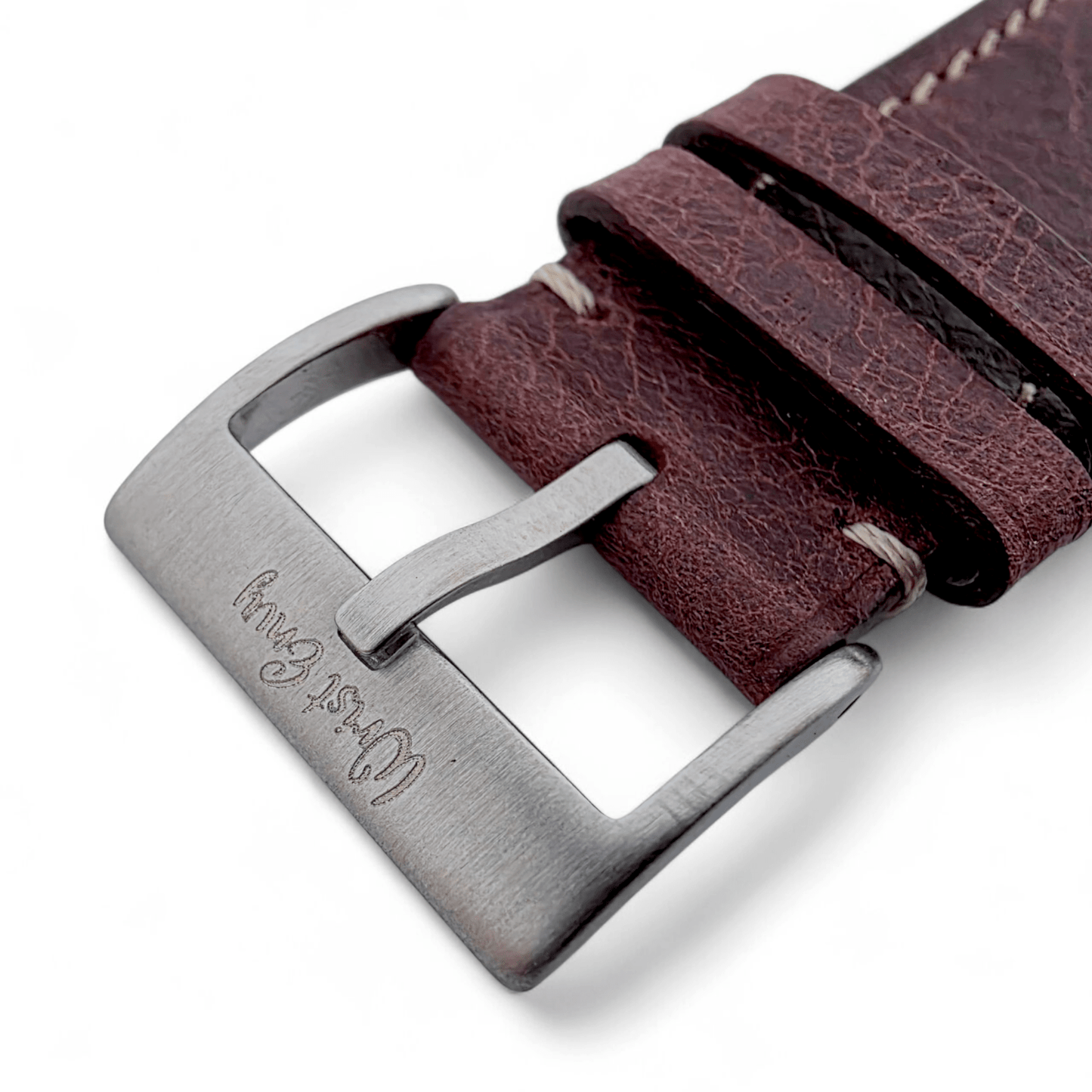 Genuine Full Grain Leather Tuscan Padded Watch Strap 20mm 22mm Burgundy - Wrist Envy