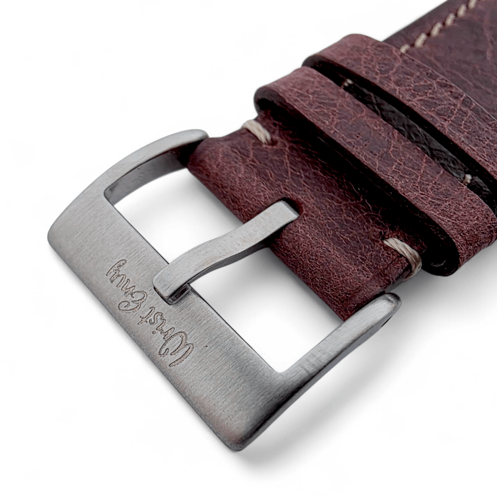 Genuine Full Grain Leather Tuscan Padded Watch Strap 20mm 22mm Burgundy - Wrist Envy