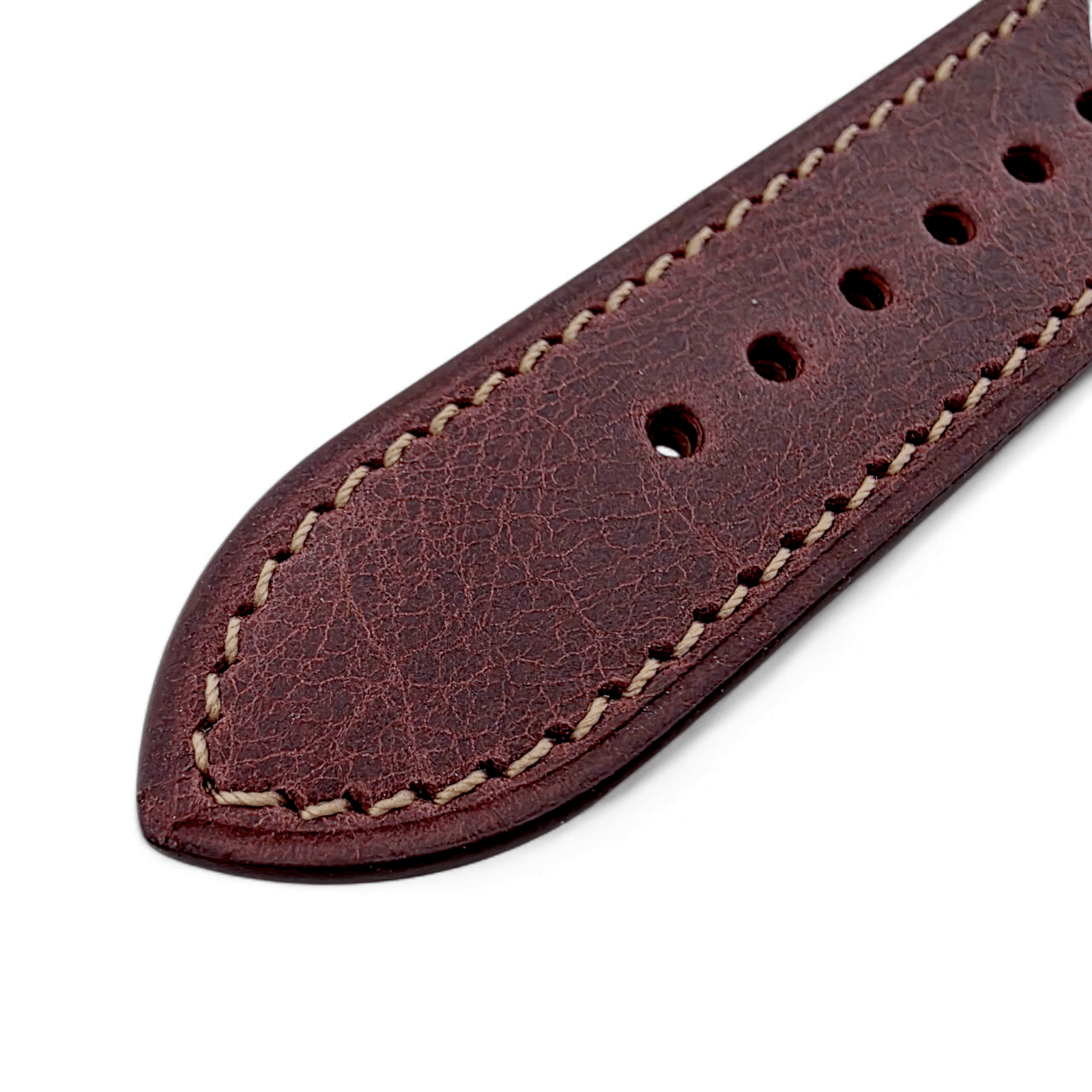 Genuine Full Grain Leather Tuscan Padded Watch Strap 20mm 22mm Burgundy - Wrist Envy