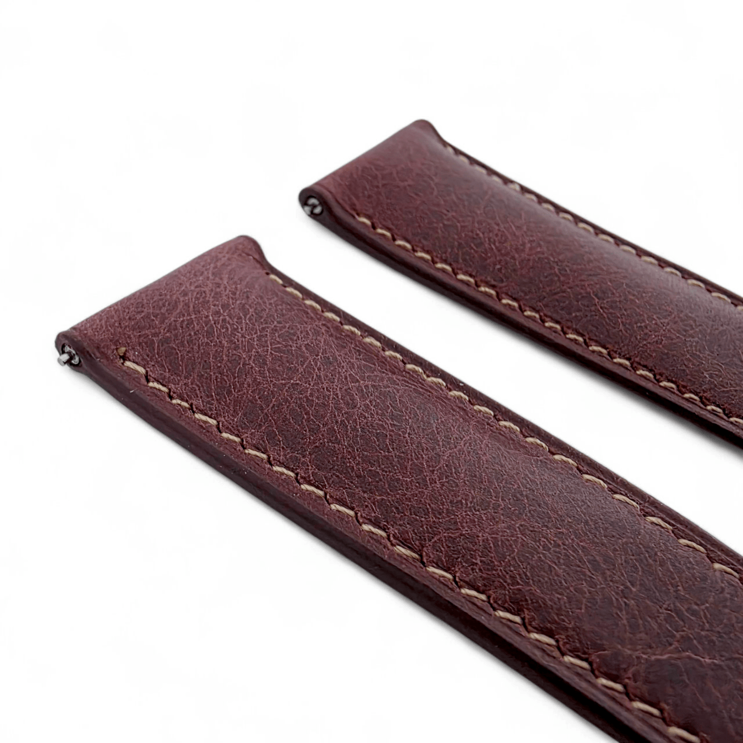 Genuine Full Grain Leather Tuscan Padded Watch Strap 20mm 22mm Burgundy - Wrist Envy