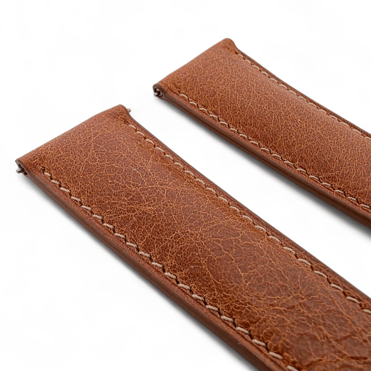 Genuine Full Grain Leather Tuscan Padded Watch Strap 20mm 22mm Conac Brown - Wrist Envy