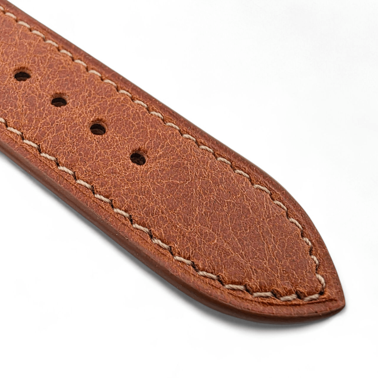 Genuine Full Grain Leather Tuscan Padded Watch Strap 20mm 22mm Conac Brown - Wrist Envy