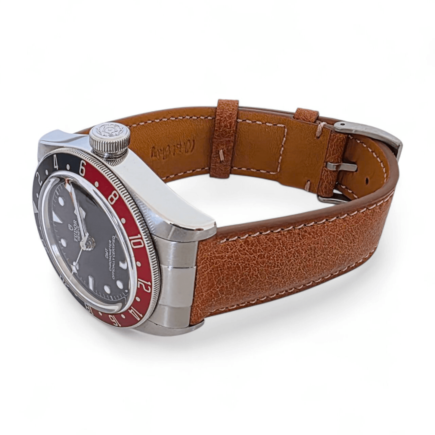 Genuine Full Grain Leather Tuscan Padded Watch Strap 20mm 22mm Conac Brown - Wrist Envy