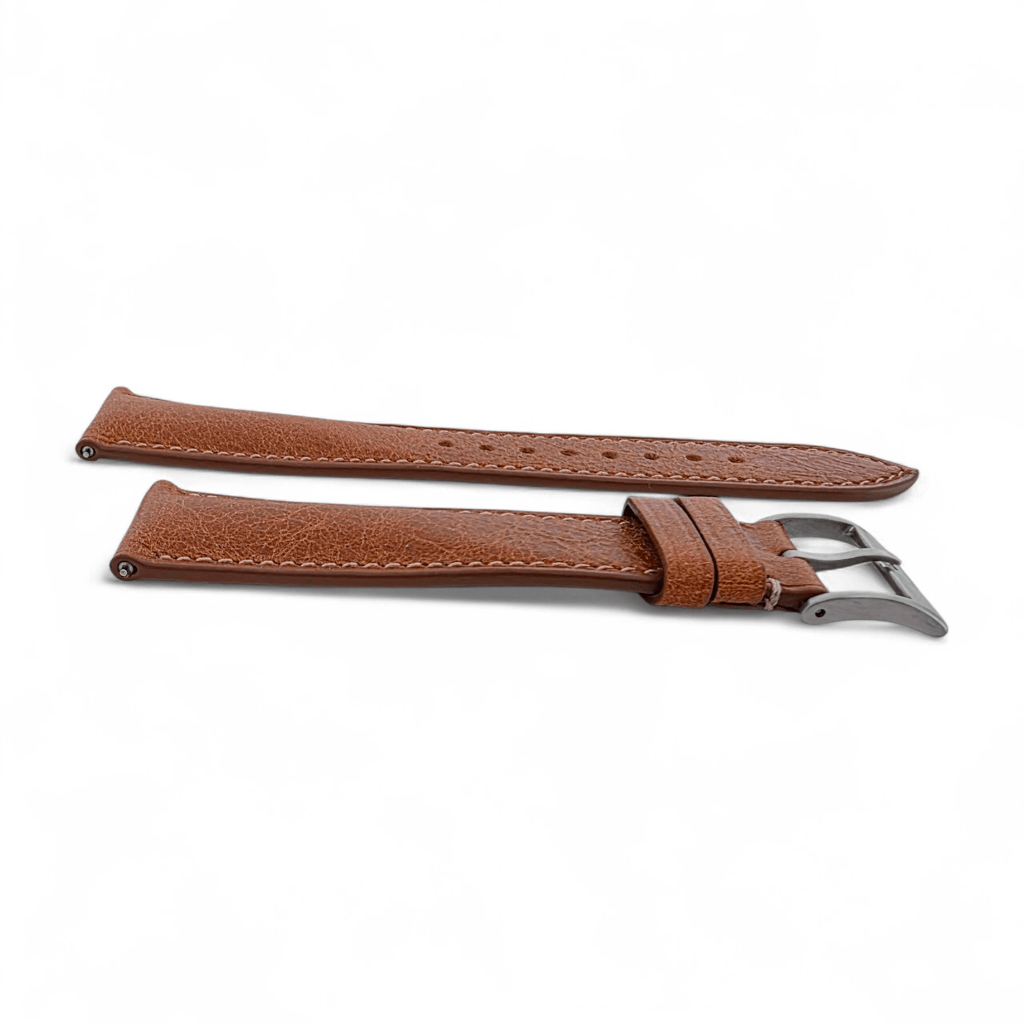 Genuine Full Grain Leather Tuscan Padded Watch Strap 20mm 22mm Conac Brown - Wrist Envy