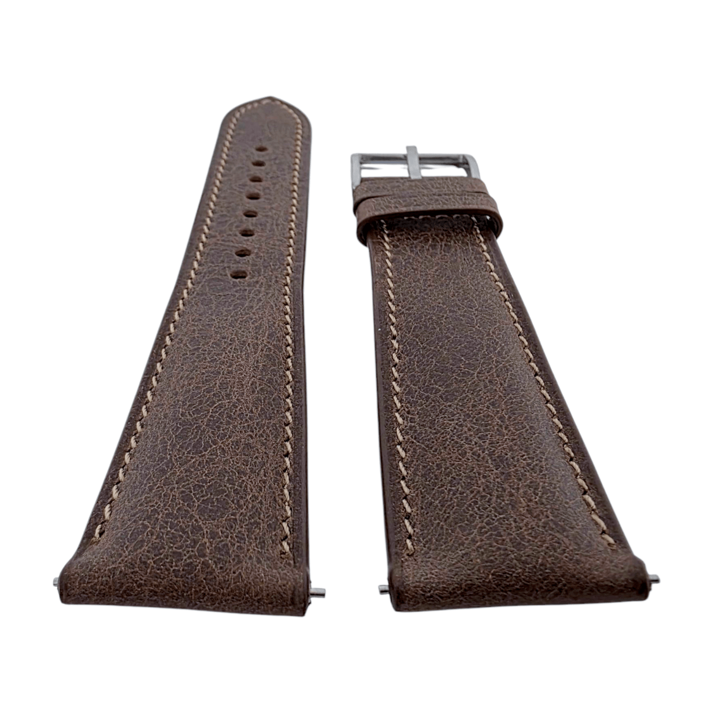 Genuine Full Grain Leather Tuscan Padded Watch Strap 20mm 22mm Dark Brown - Wrist Envy