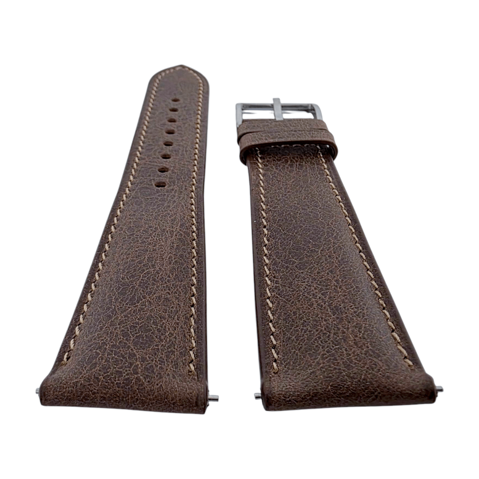 Genuine Full Grain Leather Tuscan Padded Watch Strap 20mm 22mm Dark Brown - Wrist Envy