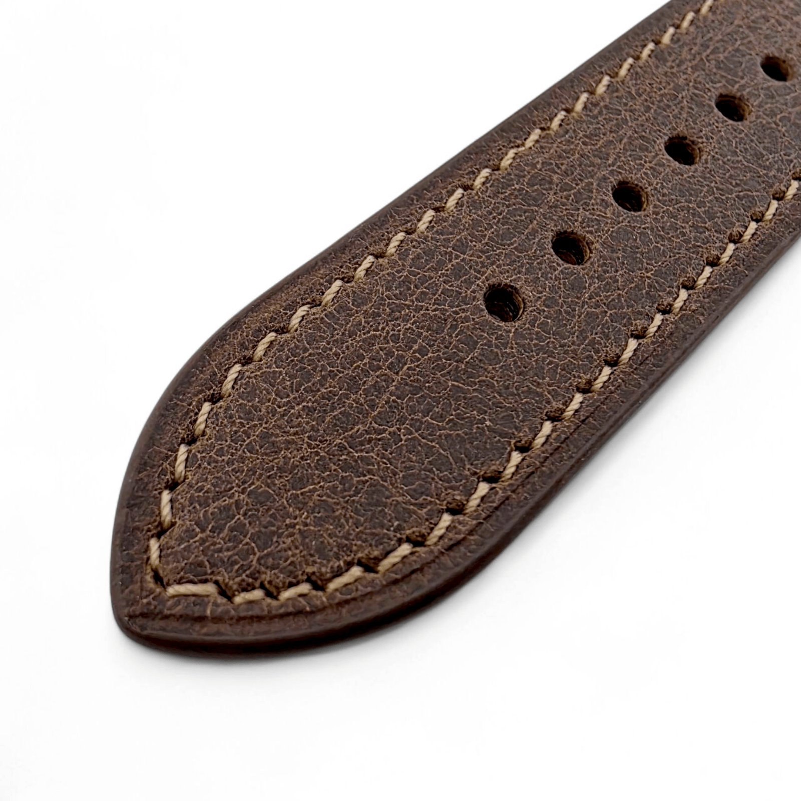 Genuine Full Grain Leather Tuscan Padded Watch Strap 20mm 22mm Dark Brown - Wrist Envy