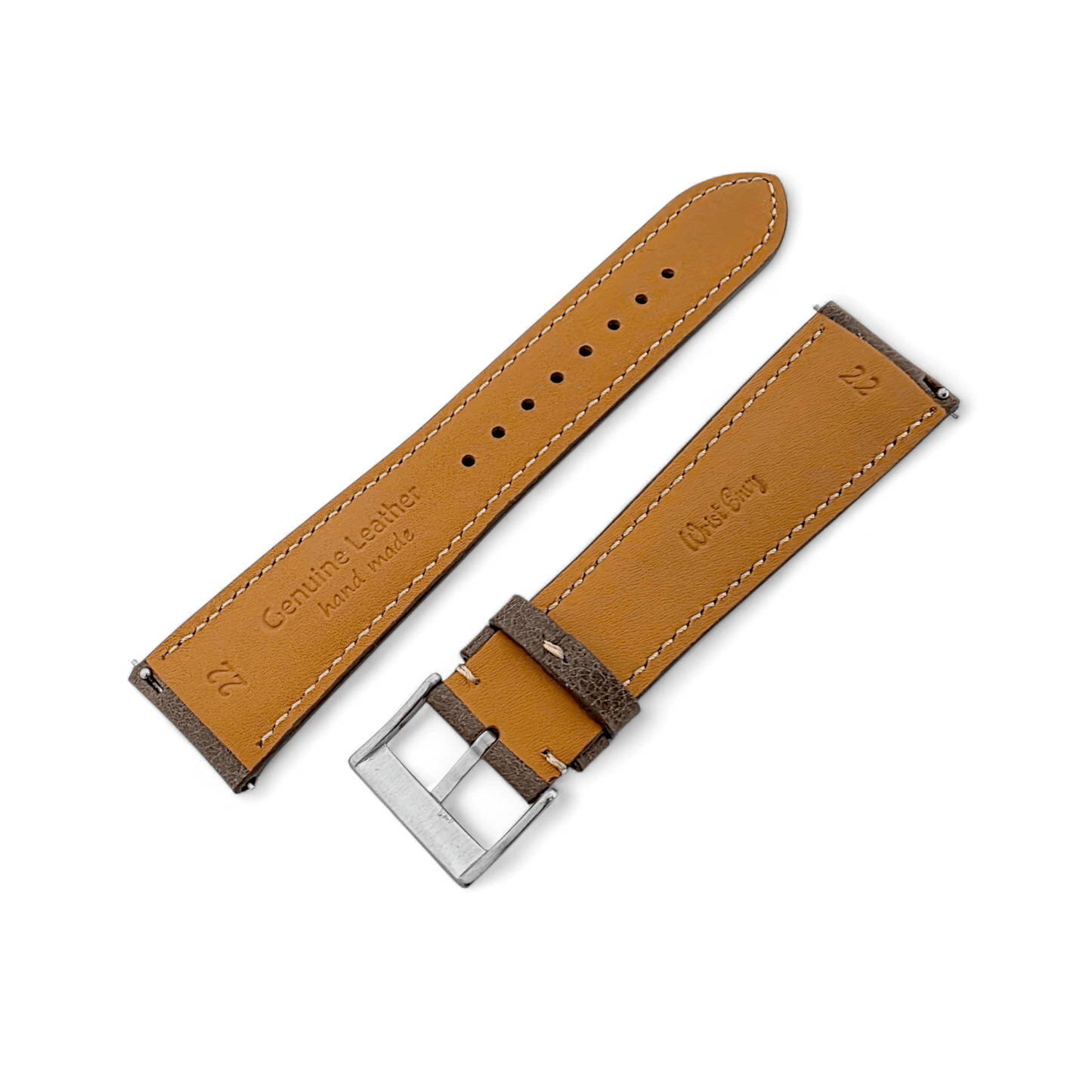 Genuine Full Grain Leather Tuscan Padded Watch Strap 20mm 22mm Dark Brown - Wrist Envy