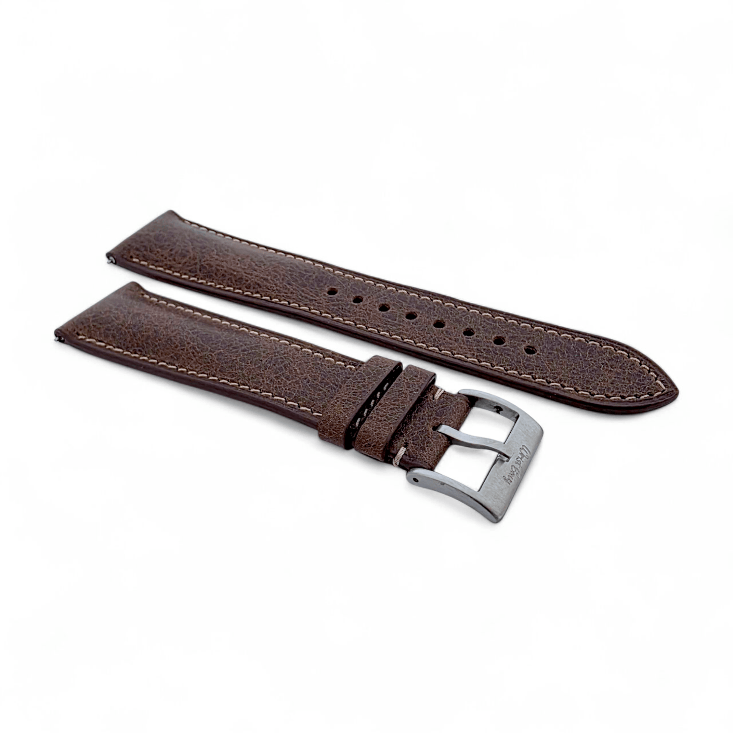 Genuine Full Grain Leather Tuscan Padded Watch Strap 20mm 22mm Dark Brown - Wrist Envy