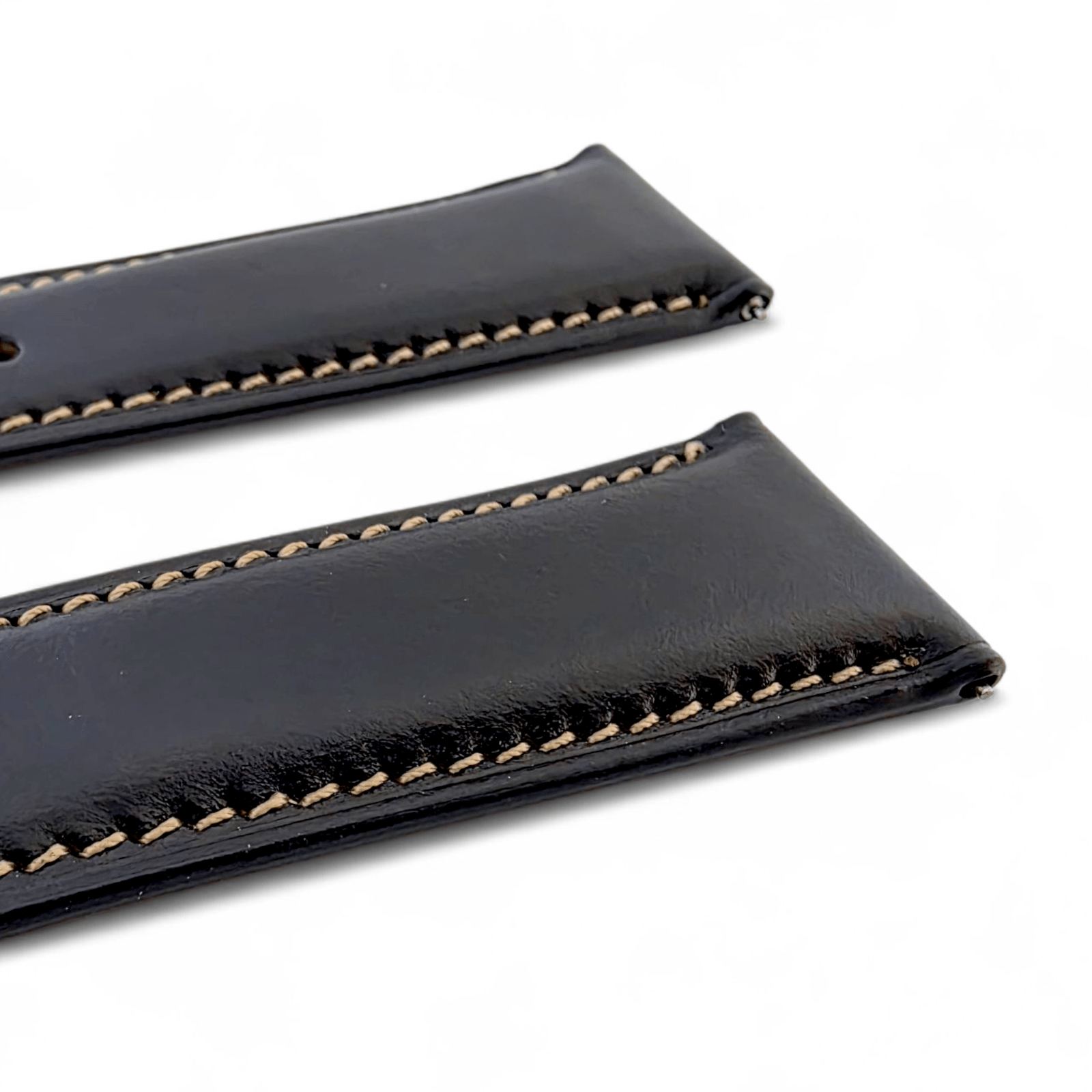 Genuine Horween Chromexcel Full Grain Leather Watch Strap 20mm 22mm Jet Black - Wrist Envy