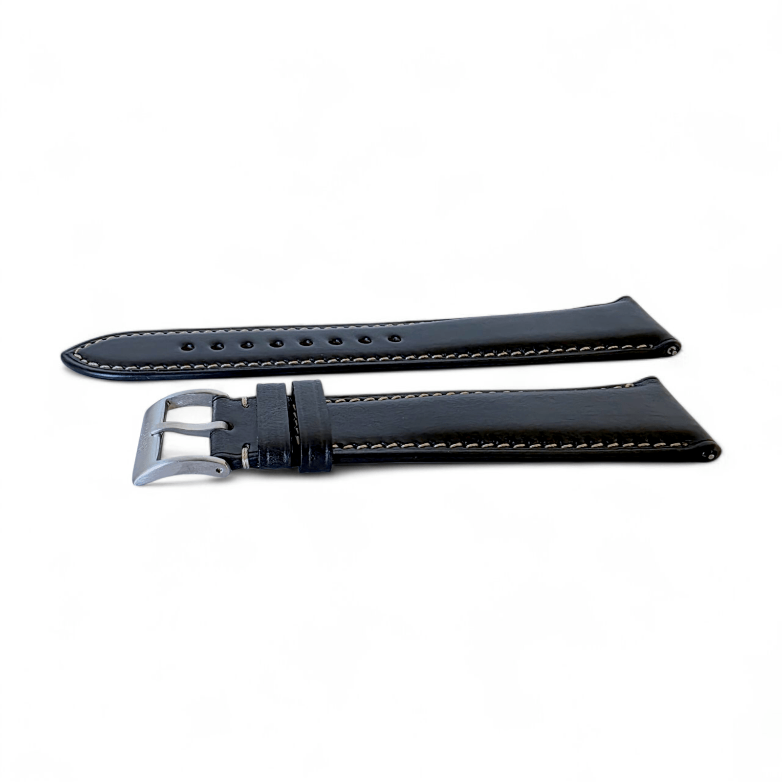 Genuine Horween Chromexcel Full Grain Leather Watch Strap 20mm 22mm Jet Black - Wrist Envy