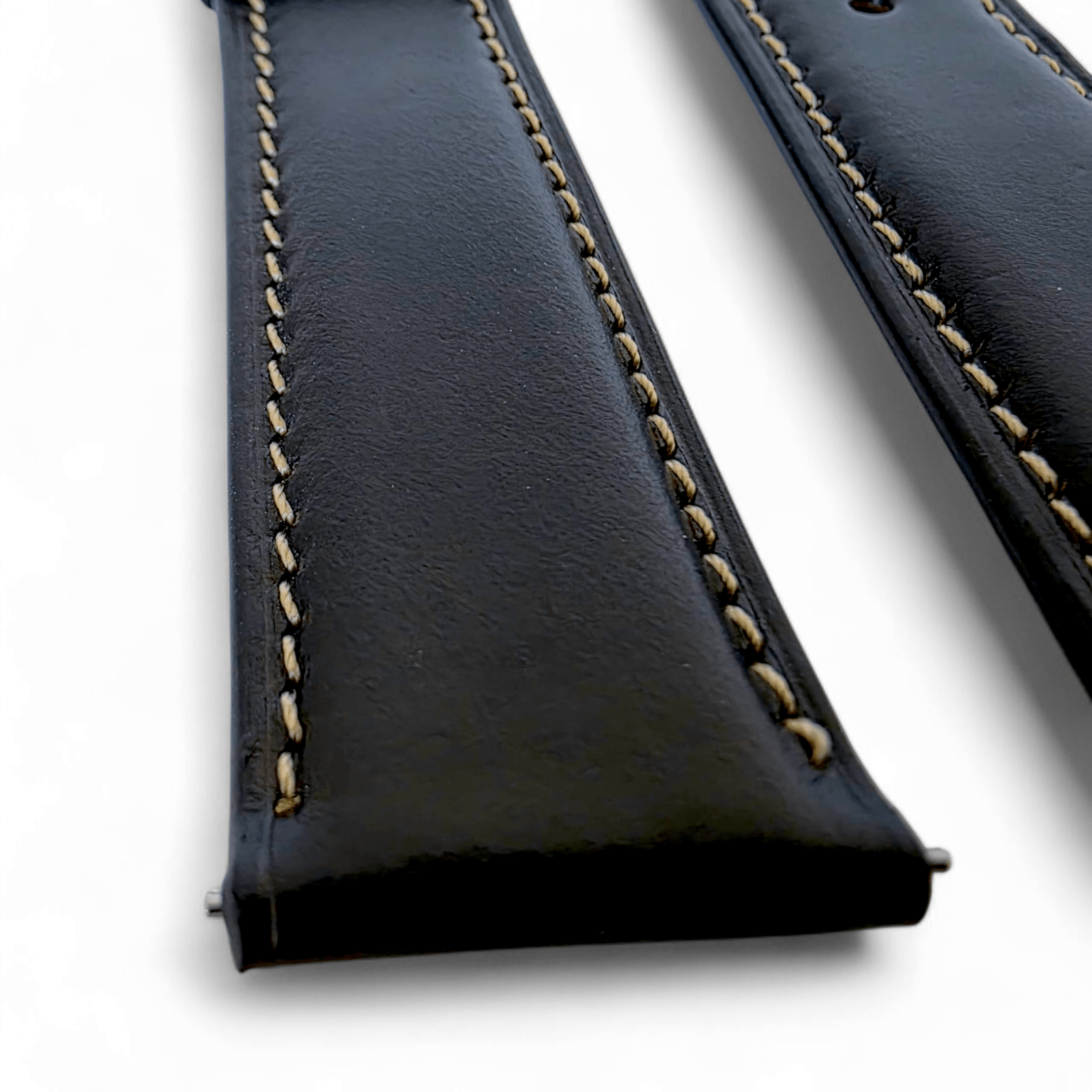 Genuine Horween Chromexcel Full Grain Leather Watch Strap 20mm 22mm Jet Black - Wrist Envy