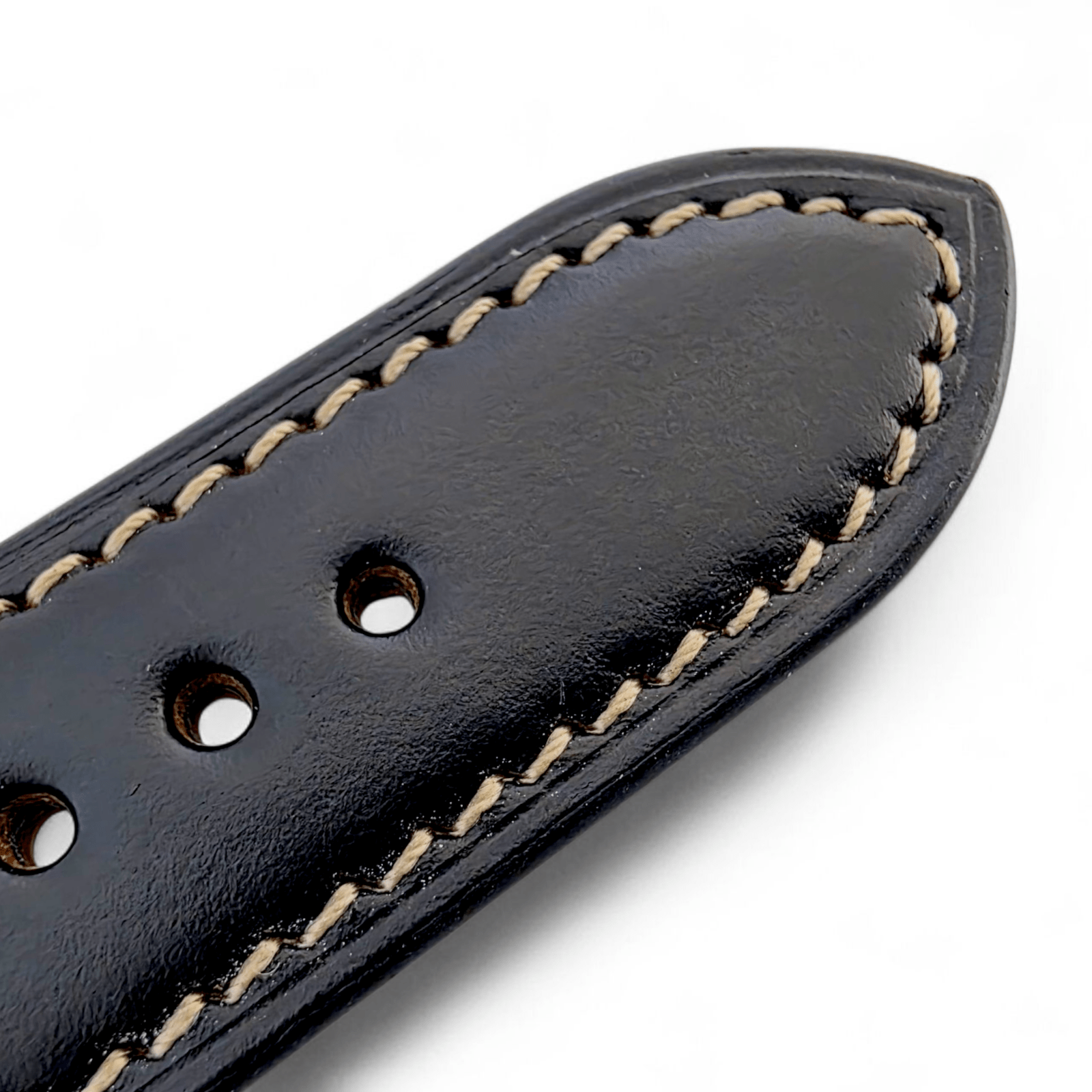 Genuine Horween Chromexcel Full Grain Leather Watch Strap 20mm 22mm Jet Black - Wrist Envy