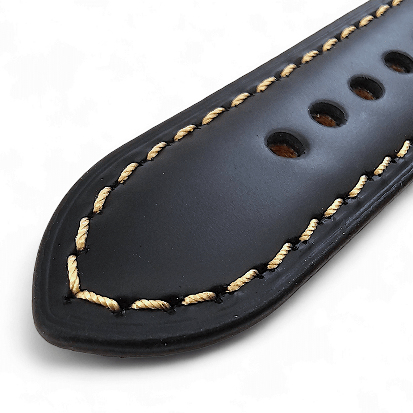 Handmade Leather Watch Strap Band Top Grain Padded 20mm 22mm Black - Wrist Envy