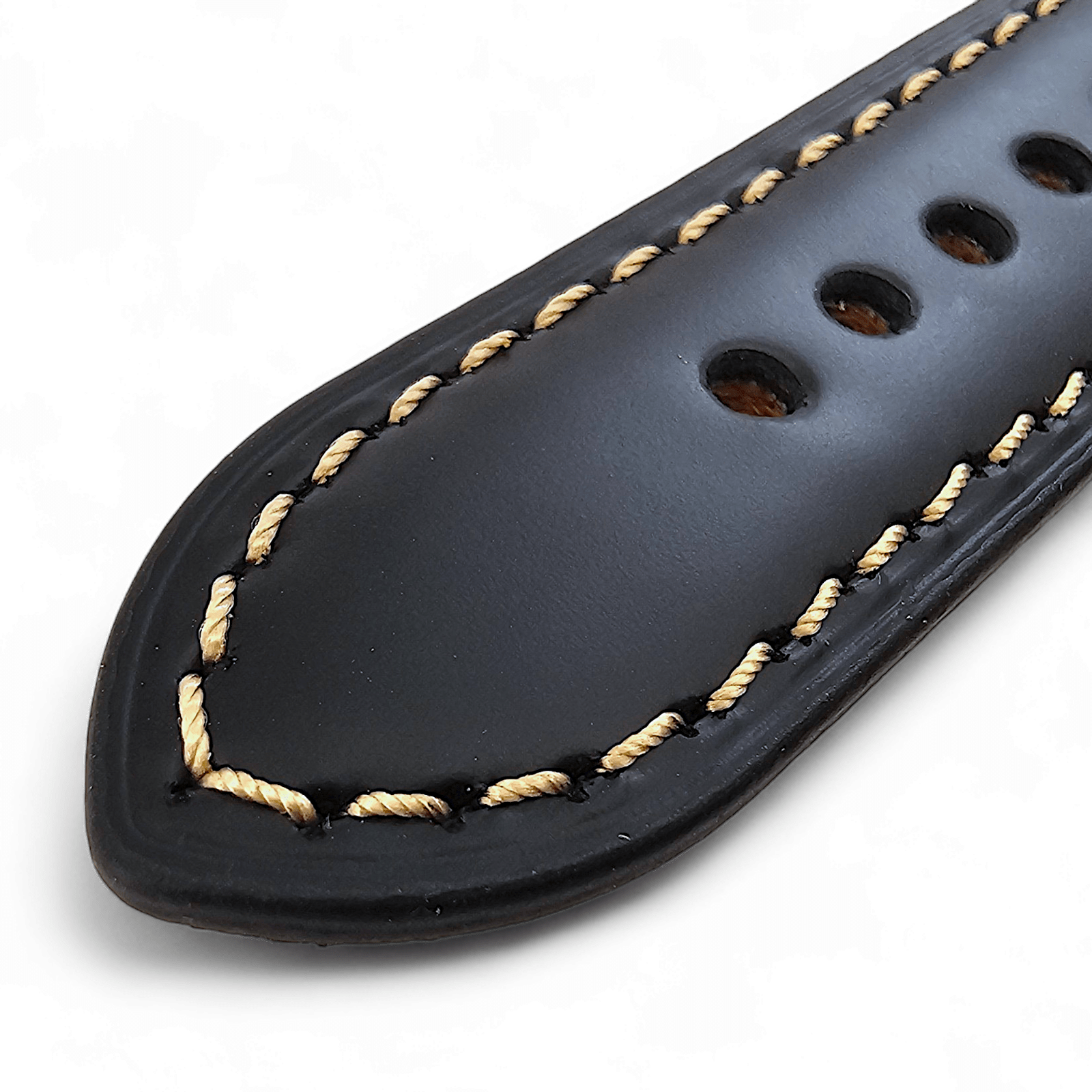 Handmade Leather Watch Strap Band Top Grain Padded 20mm 22mm Black - Wrist Envy