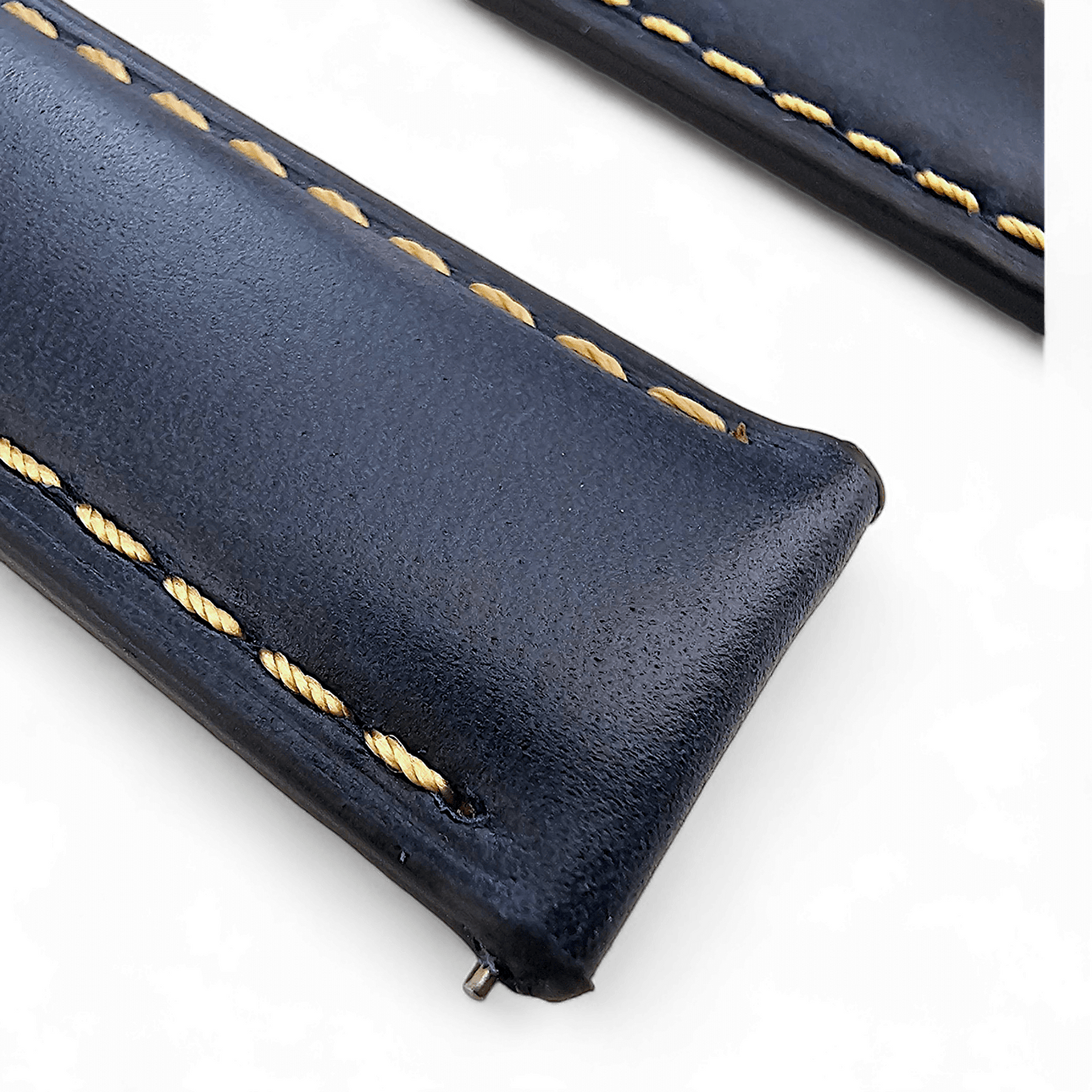 Handmade Leather Watch Strap Band Top Grain Padded 20mm 22mm Navy Blue - Wrist Envy