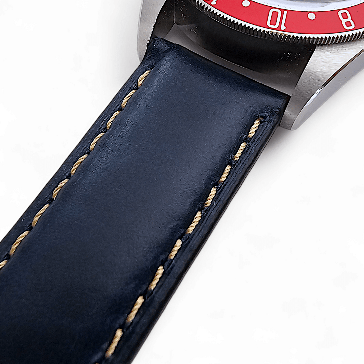 Handmade Leather Watch Strap Band Top Grain Padded 20mm 22mm Navy Blue - Wrist Envy